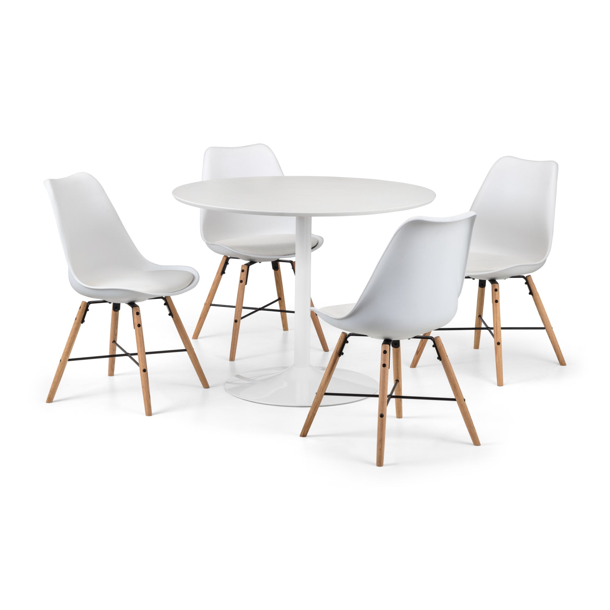 Set Of 2 Kari Dining Chairs - White Seat & Oak Legs