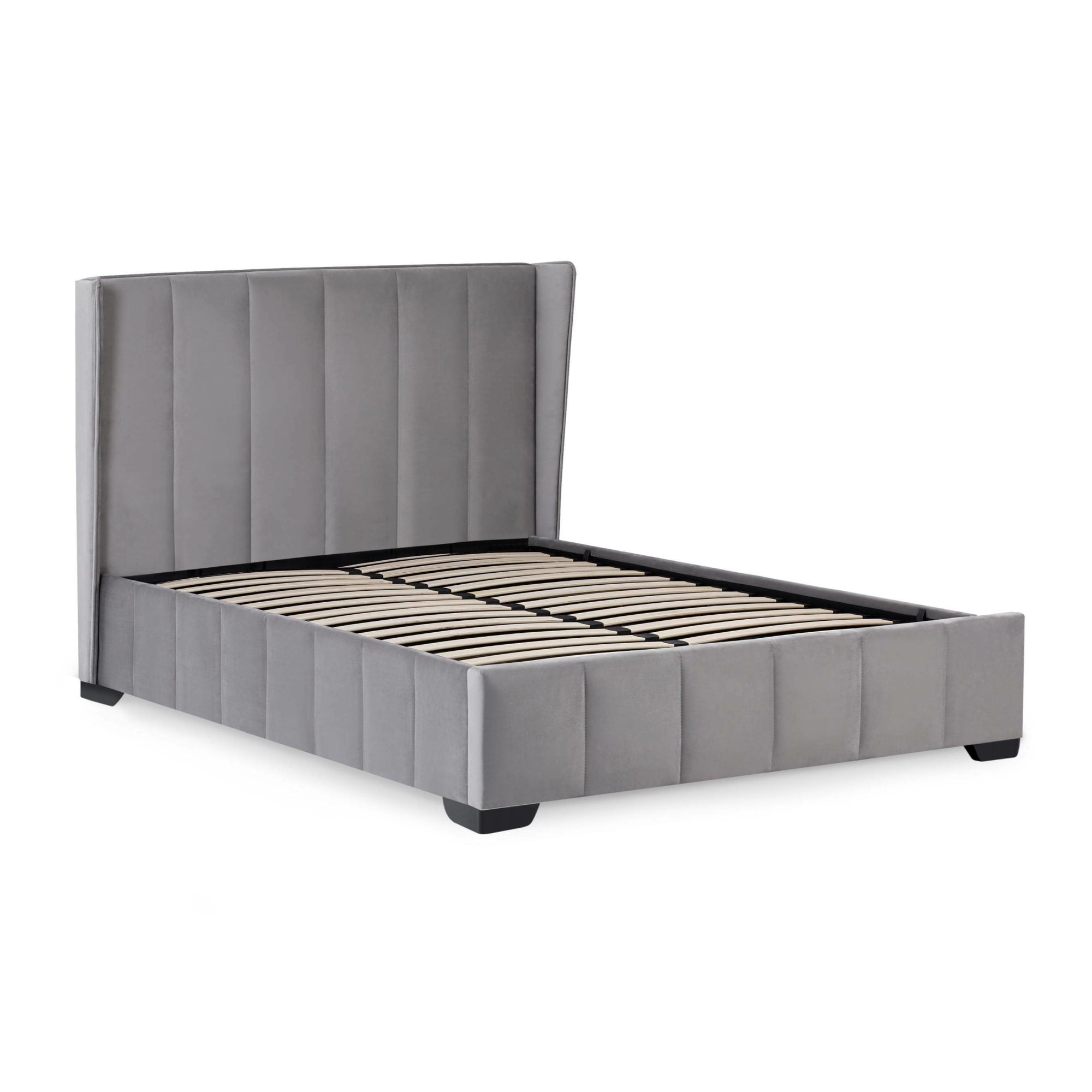 Katie Grey Velvet Upholstered 150cm Kingsize Bed
