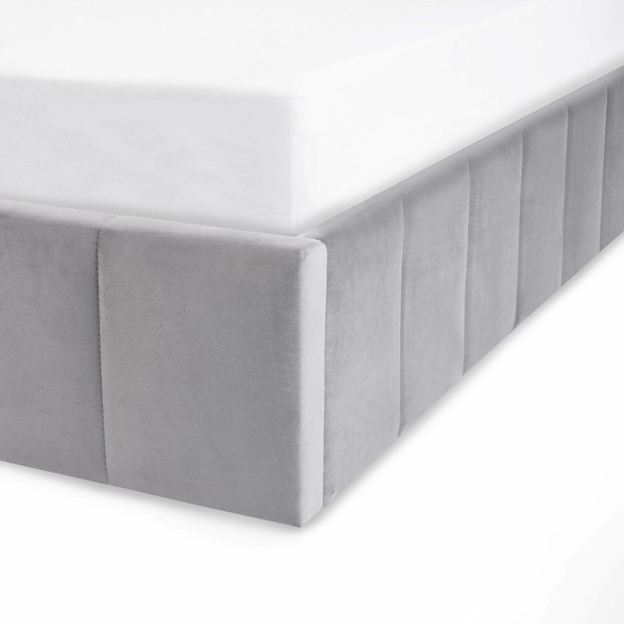 Katie Grey Velvet Upholstered 150cm Kingsize Ottoman Storage Bed