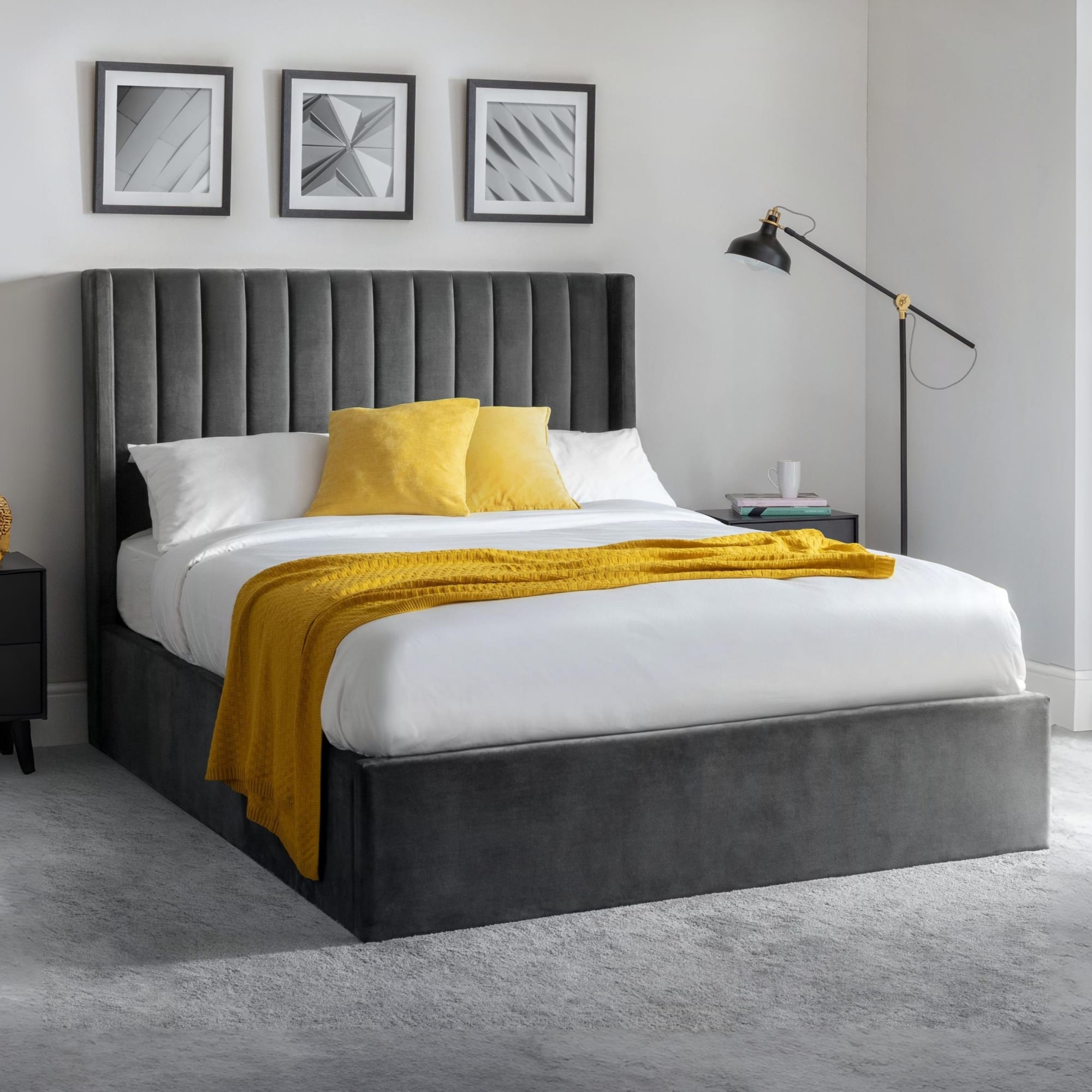 Langham Ottoman Storage 180cm Superking Bed - Grey