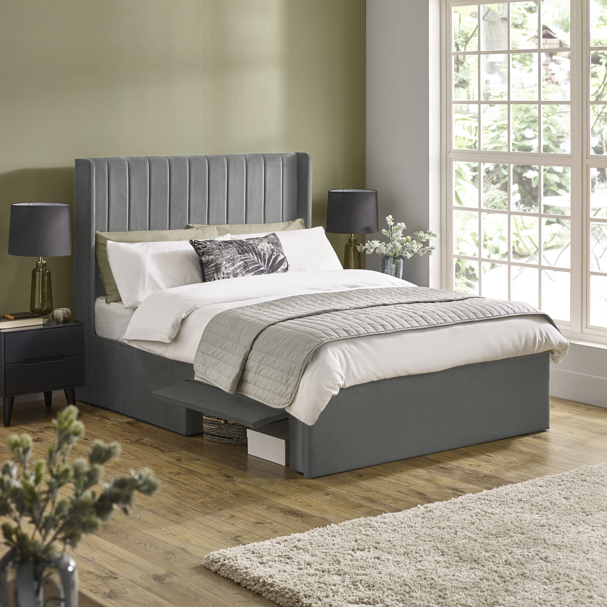 Leila Steel Grey Dual Storage Door 135cm Double Bed