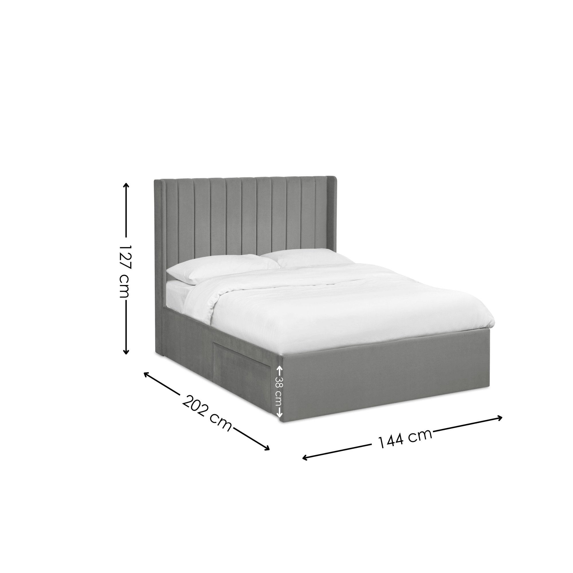 Leila Steel Grey Dual Storage Door 135cm Double Bed