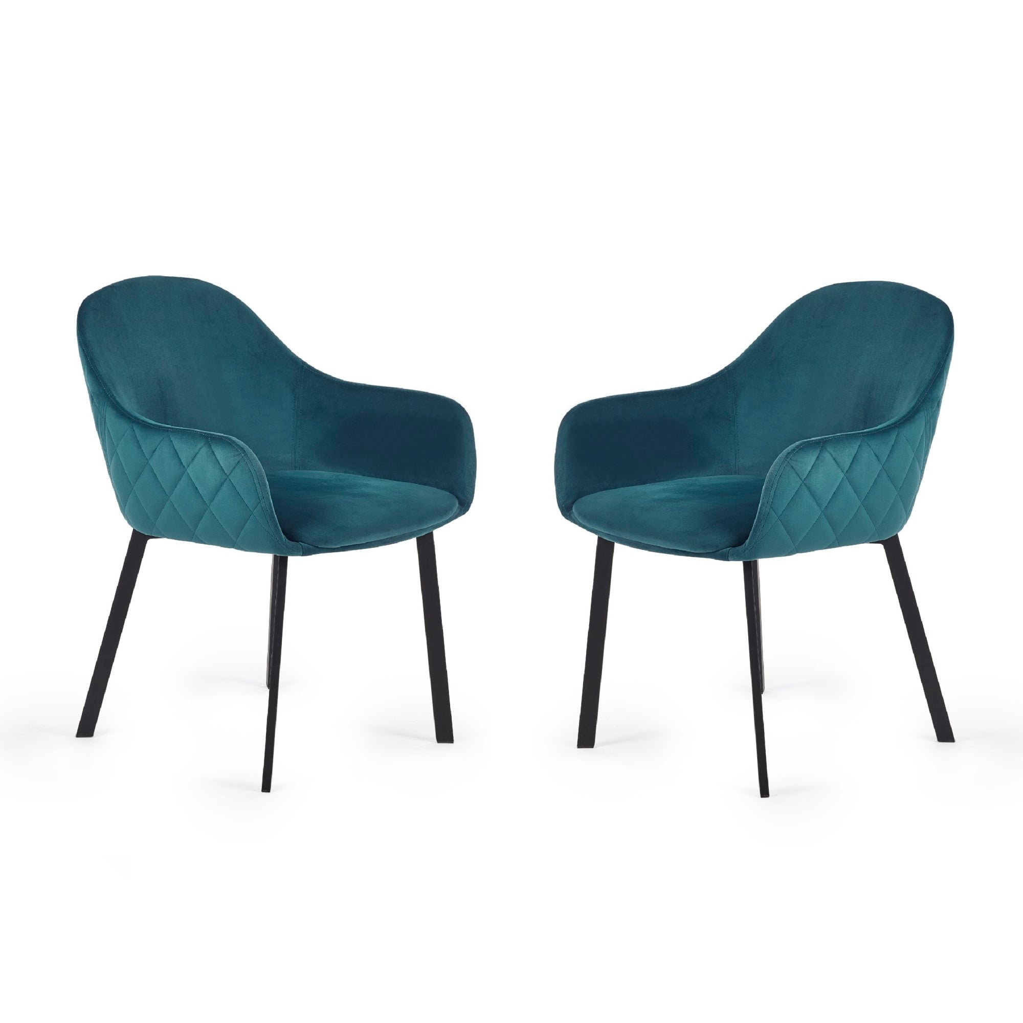 Set Of 2 Lima Dining Chairs - Teal Velvet