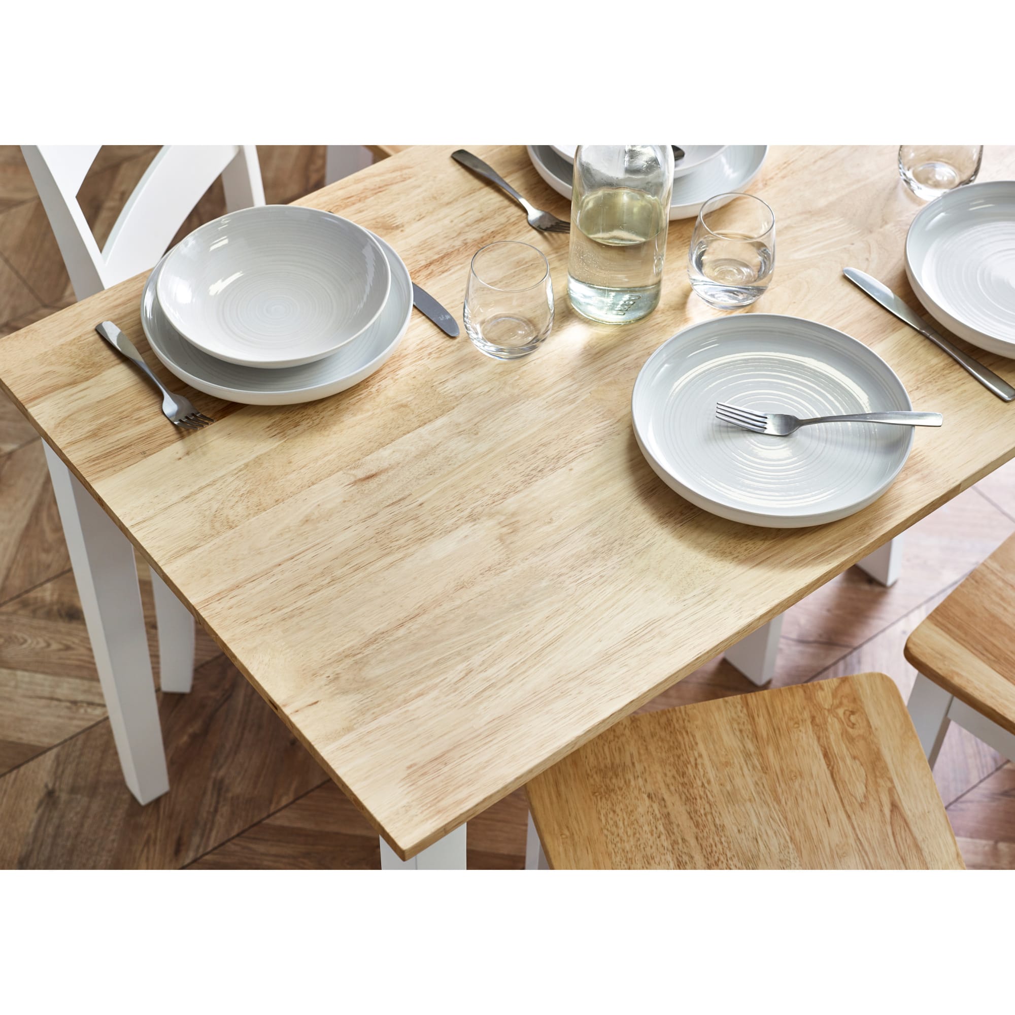 Linwood White and Natural 114cm Small Rectangular Dining Table