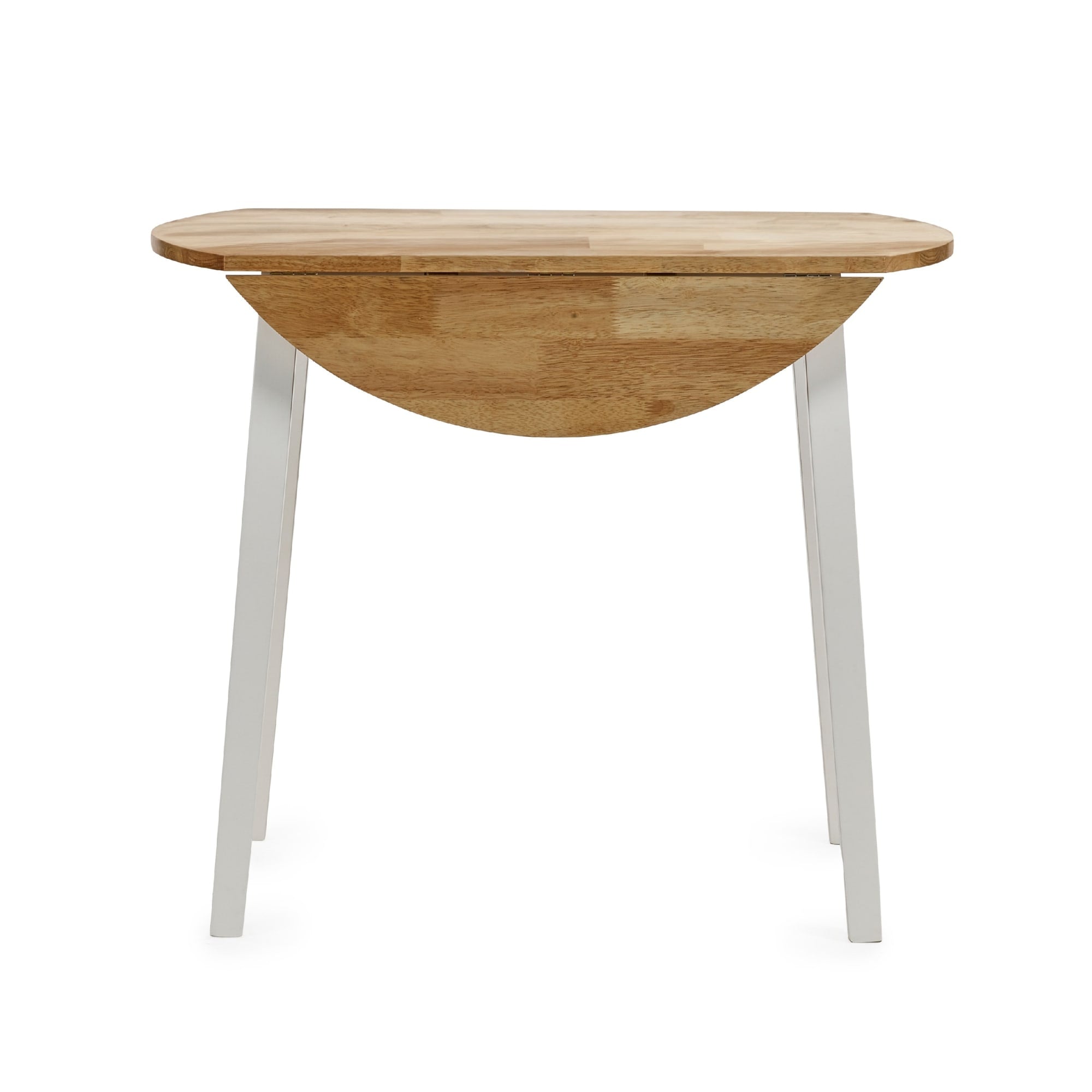 Linwood White and Natural 55-90cm Round Drop Leaf Table