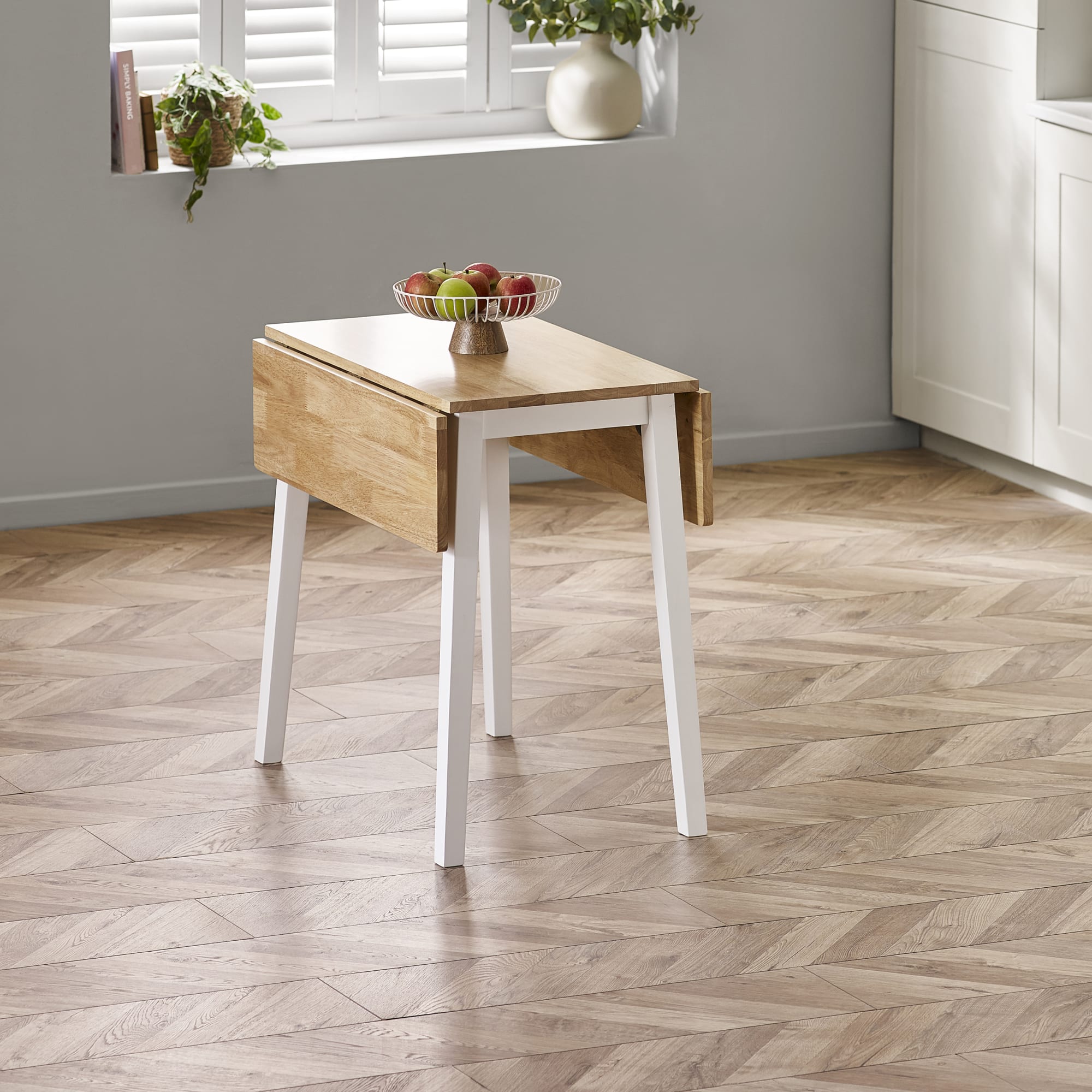 Linwood White and Oak 75 x 90cm Drop Leaf Extending Dining Table