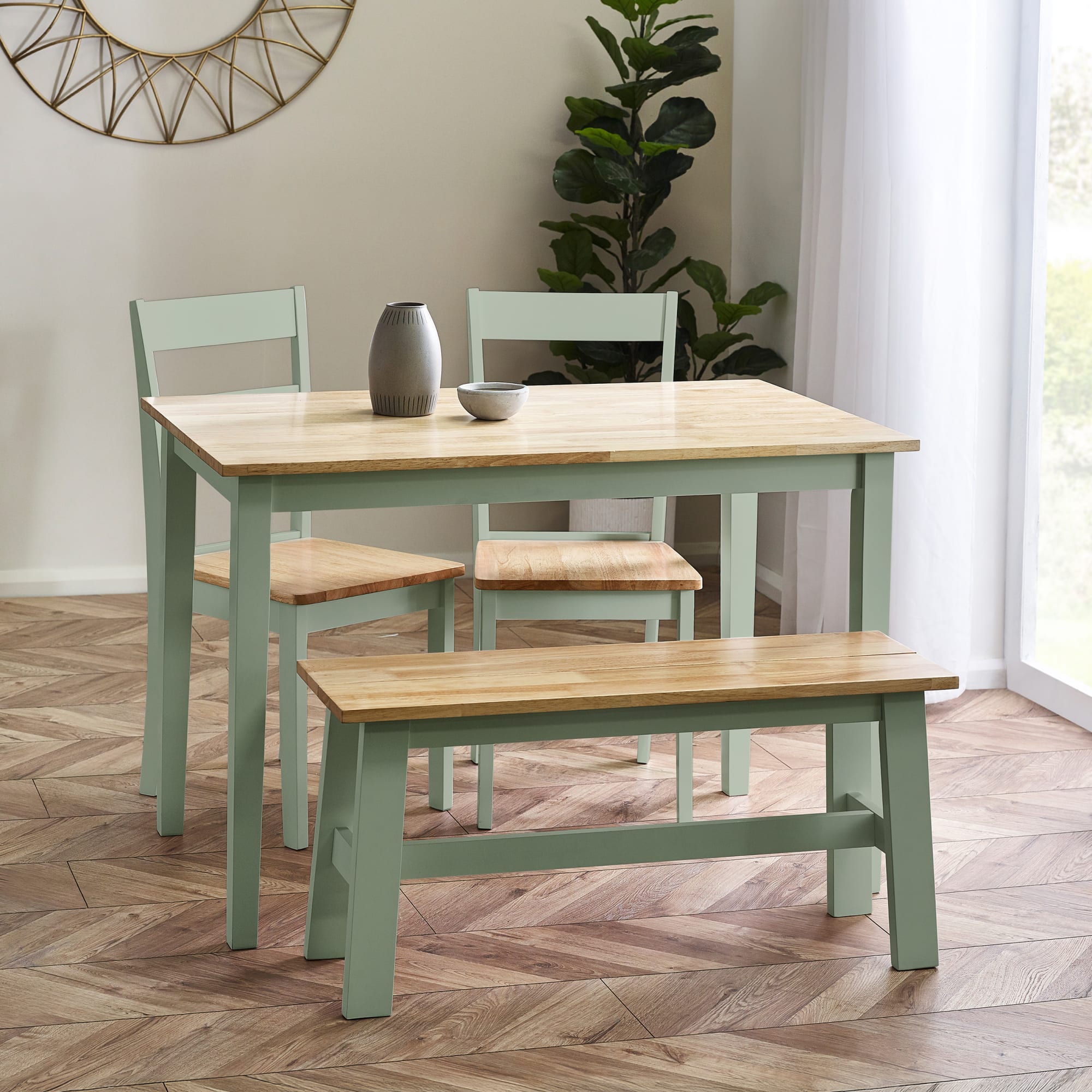Linwood Set of 2 Sage Green and Natural Dining Chairs