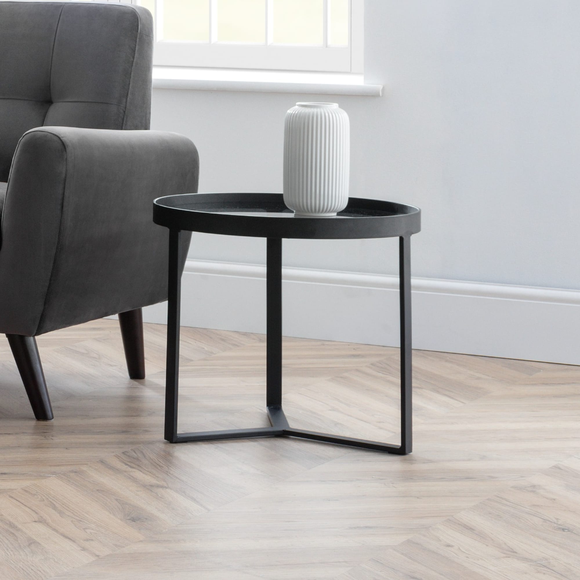 Loft Lamp Table - Smoked Glass