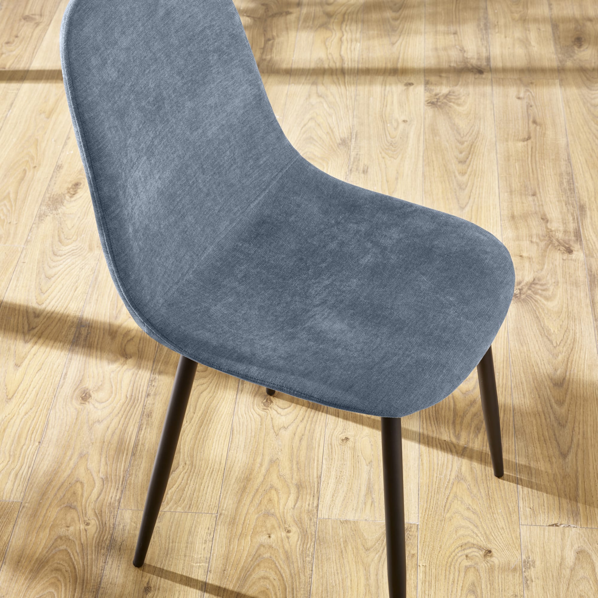 Set of 4 Lottie Denim Blue Chenille Upholstered Dining Chairs