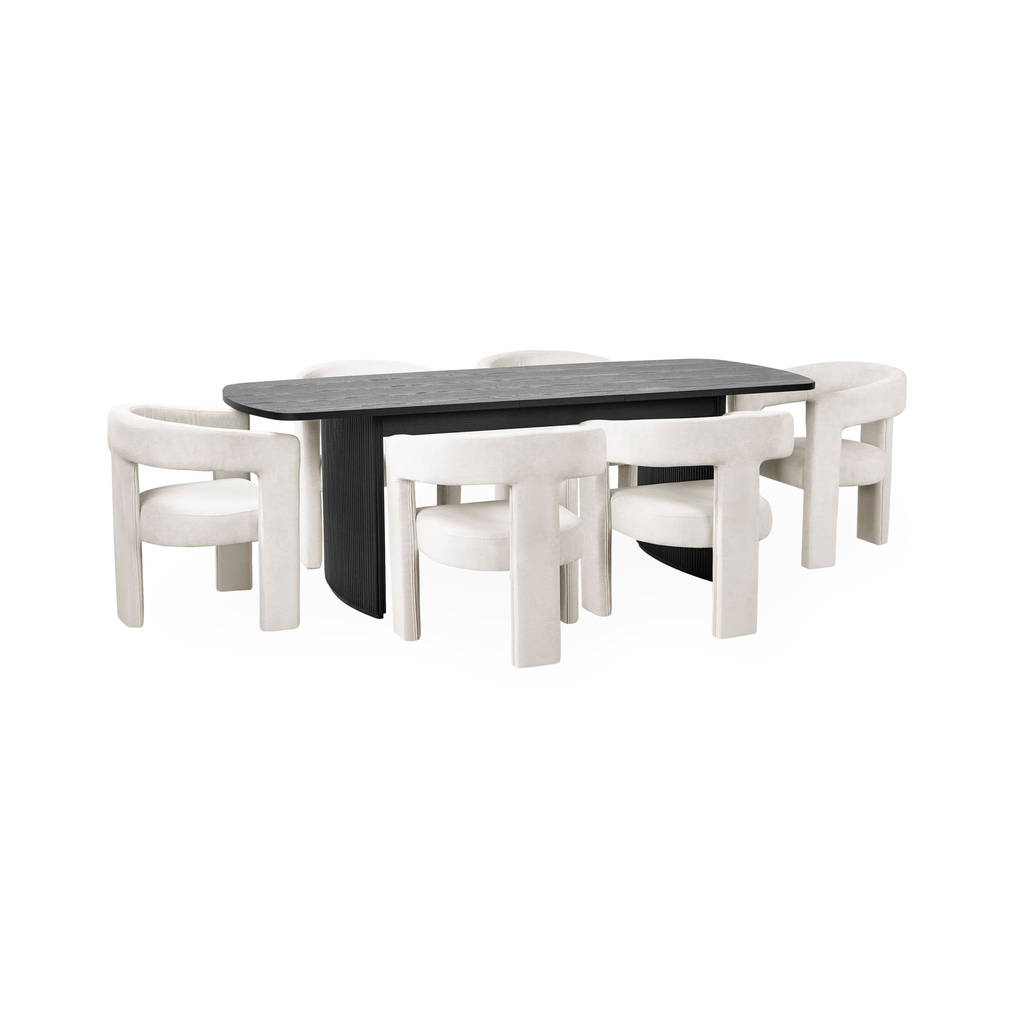 Louis Fluted Extending Dining Table - Black