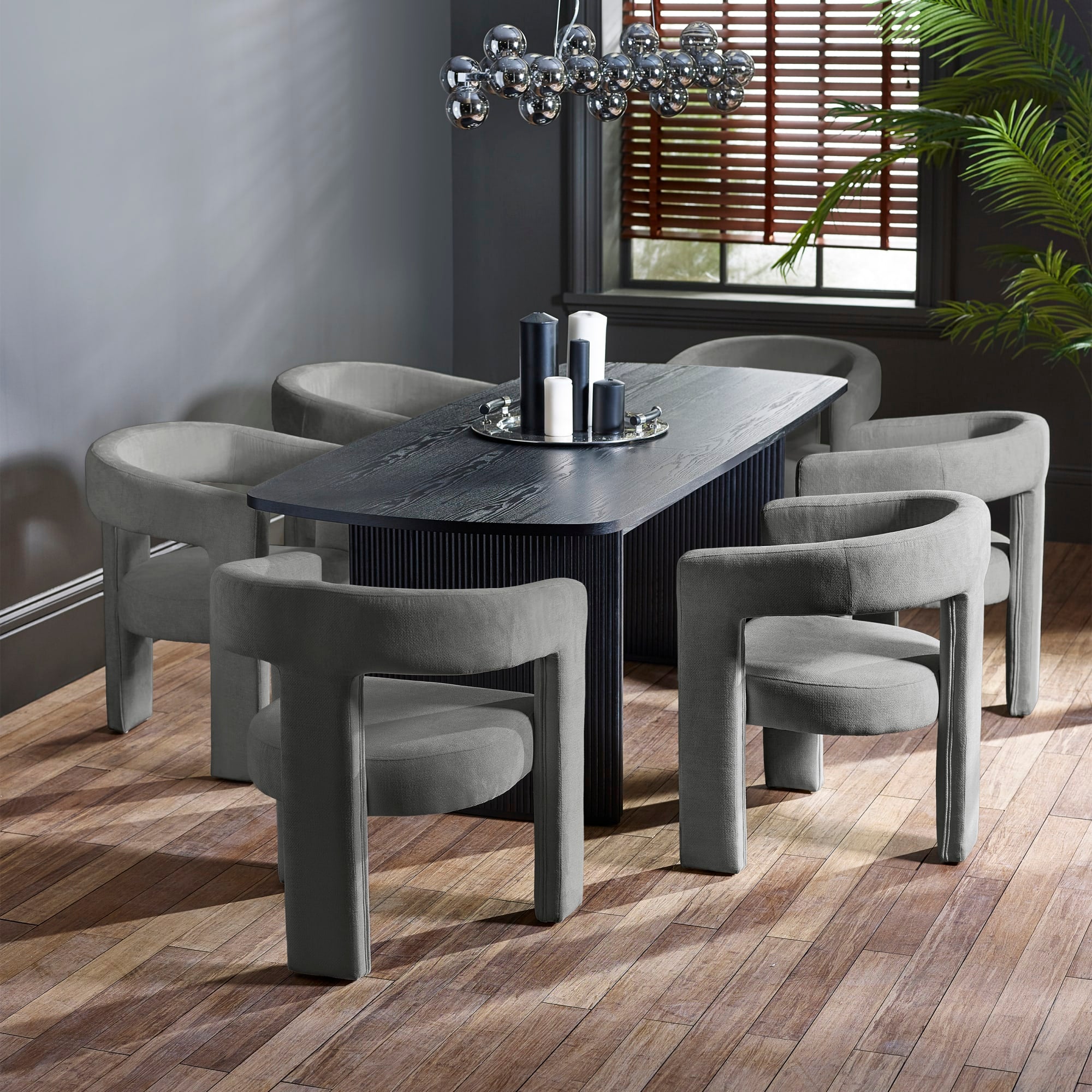 Louis Fluted Extending Dining Table - Black