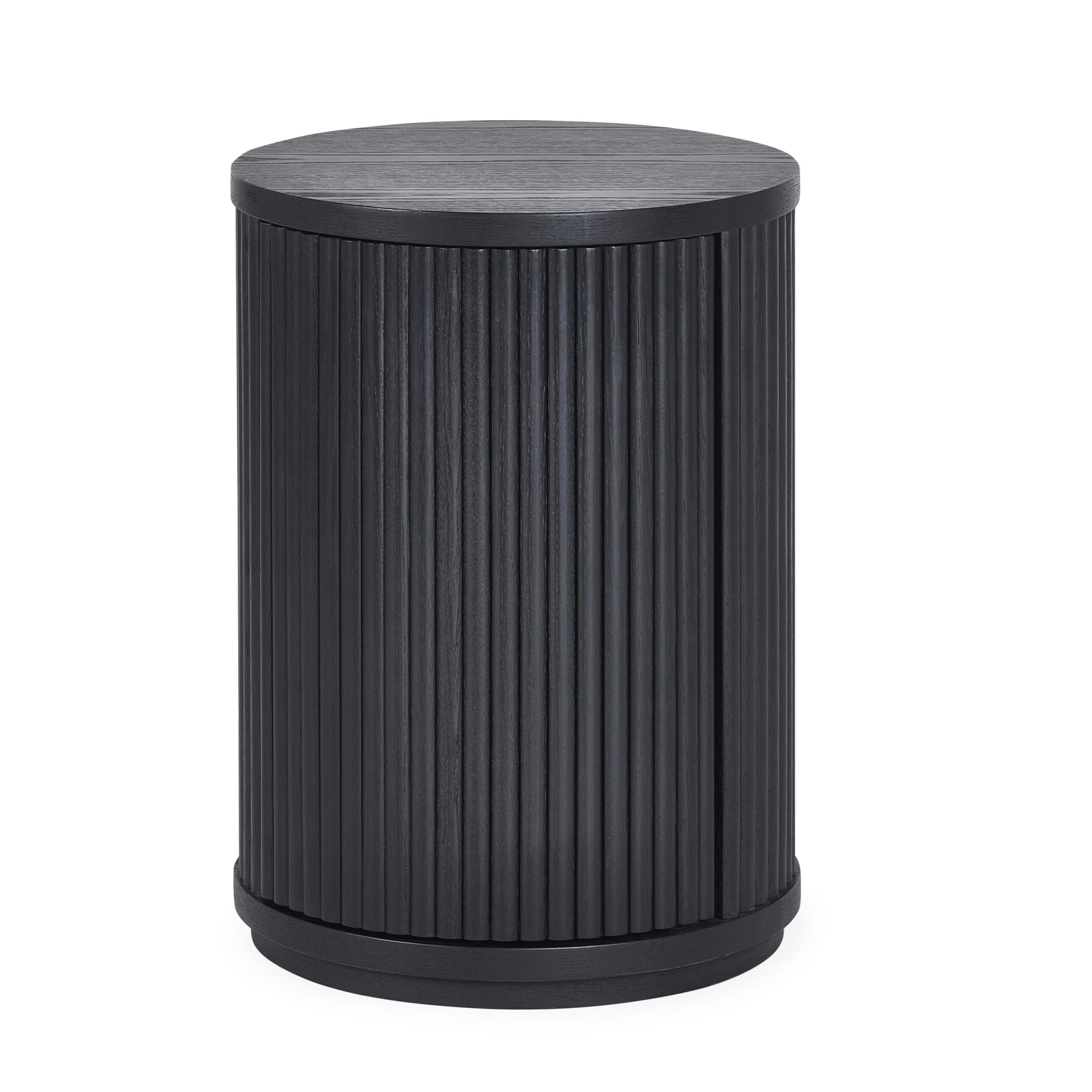 Louis Fluted Side Table With Door - Black