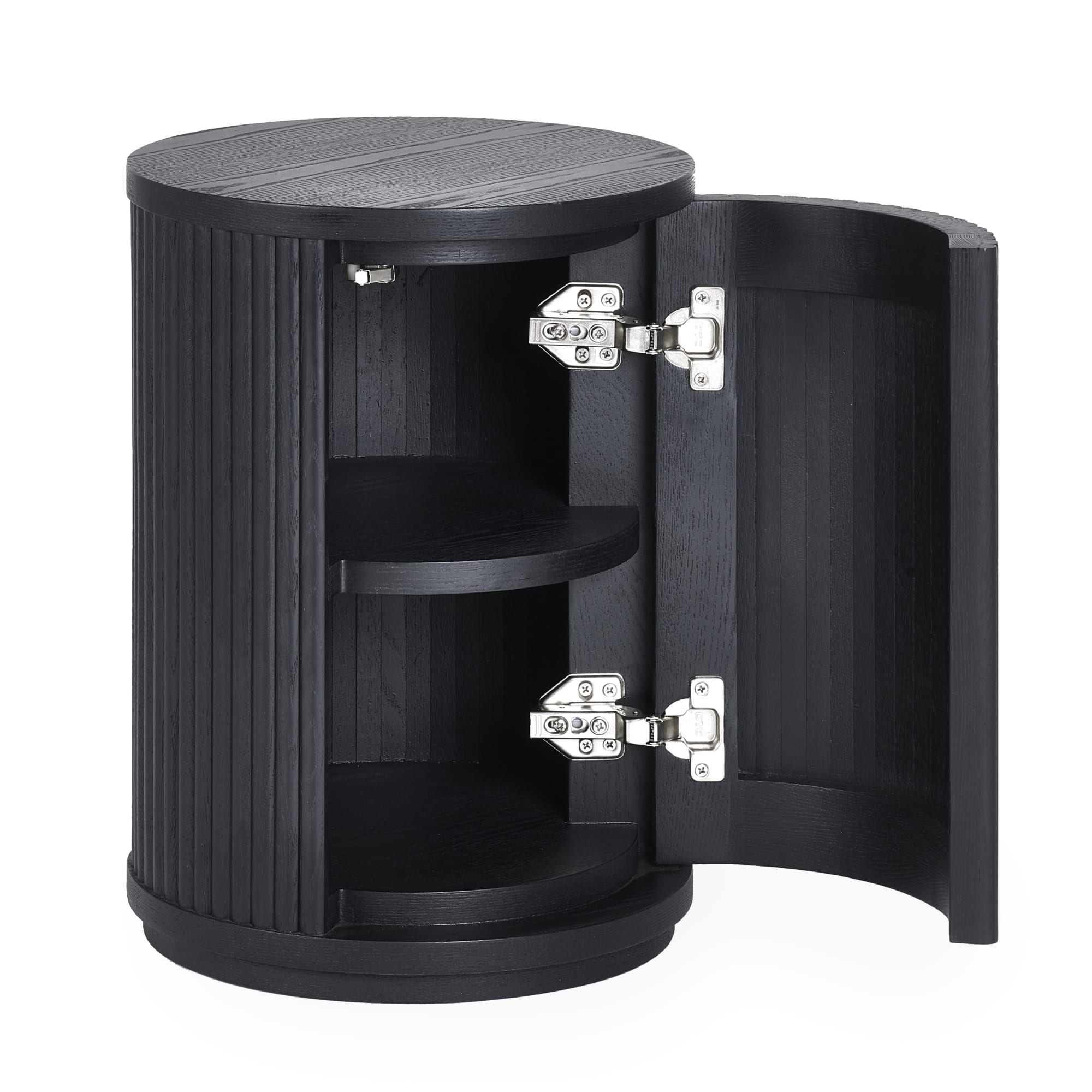 Louis Fluted Side Table With Door - Black
