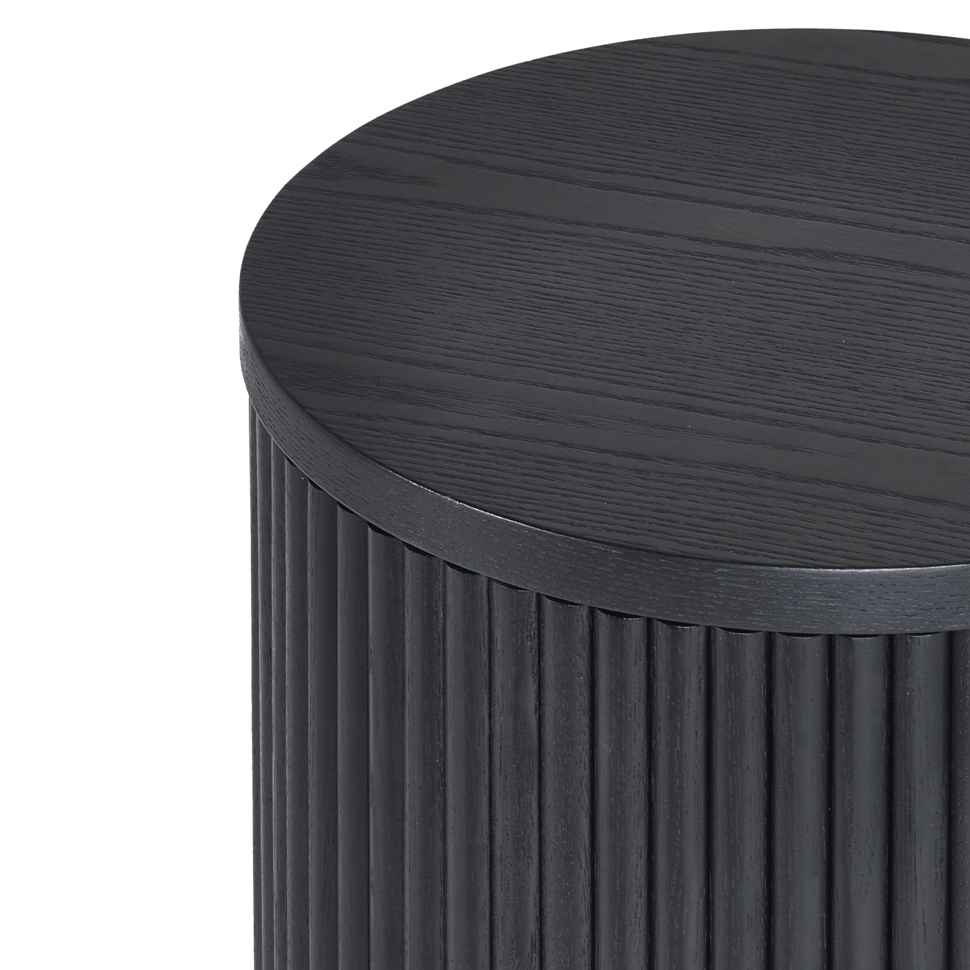Louis Fluted Side Table With Door - Black