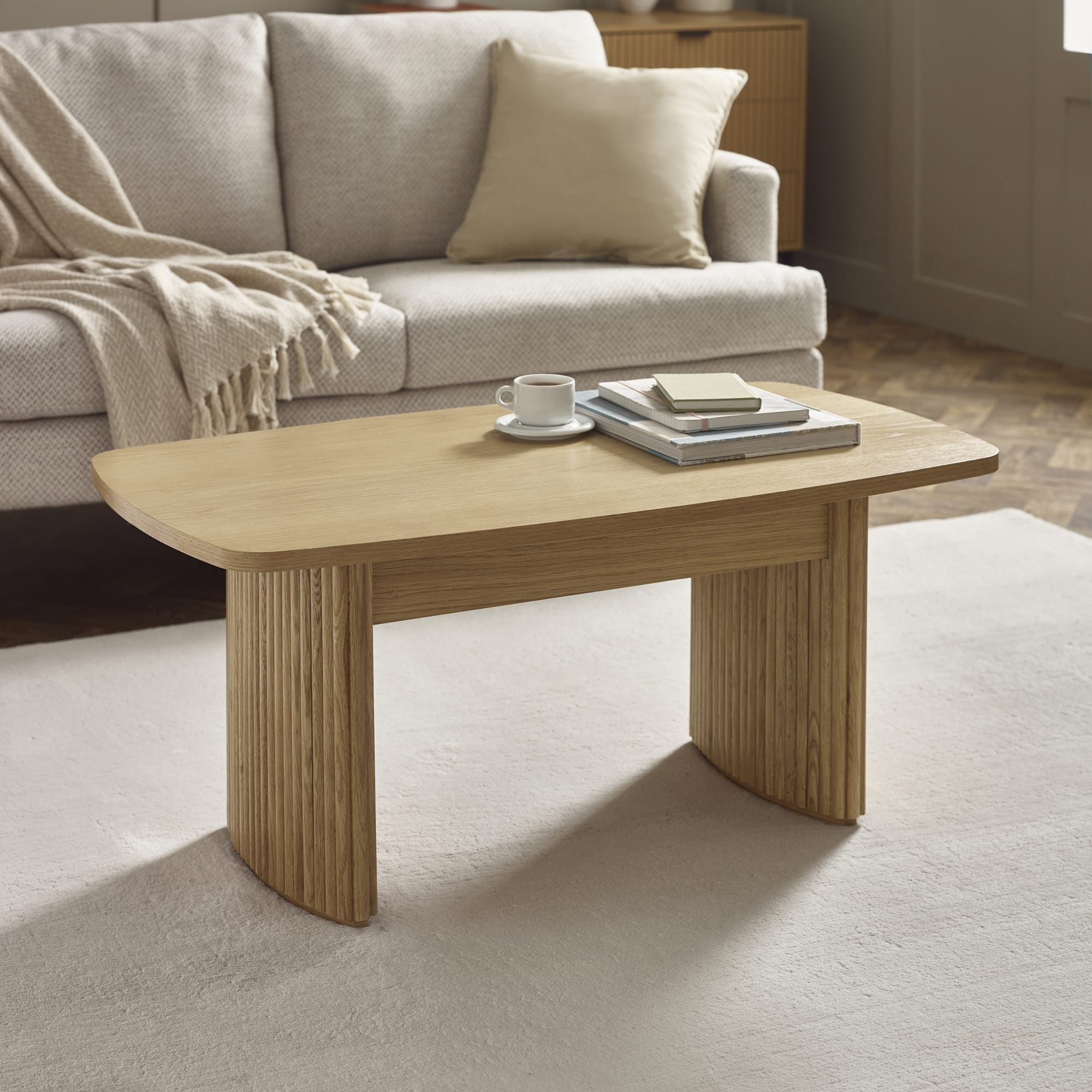 Louis Light Oak Effect Fluted 90cm Compact Coffee Table