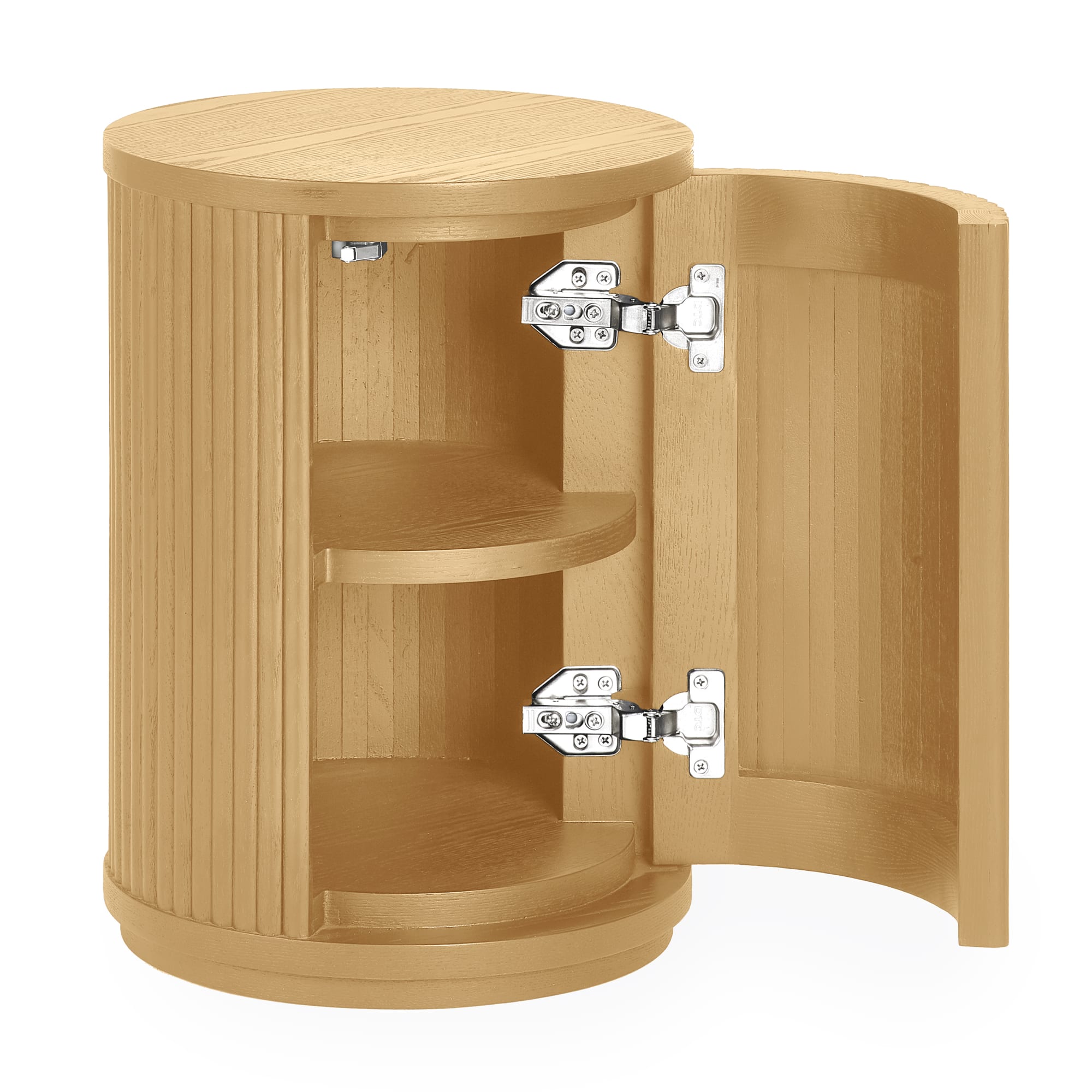 Louis Light Oak Effect Fluted Side Table with Storage