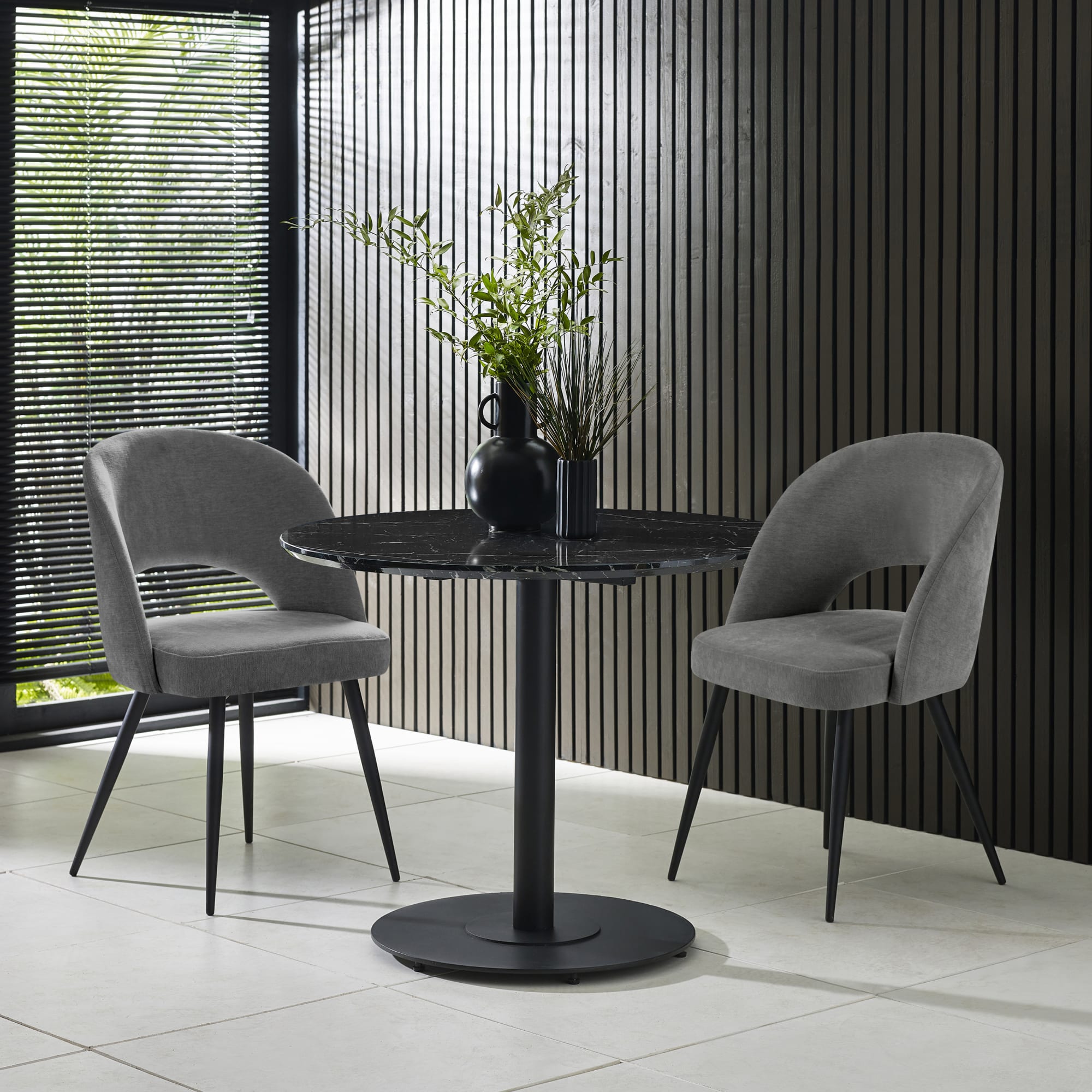Luca 80cm Round Dining Table Black