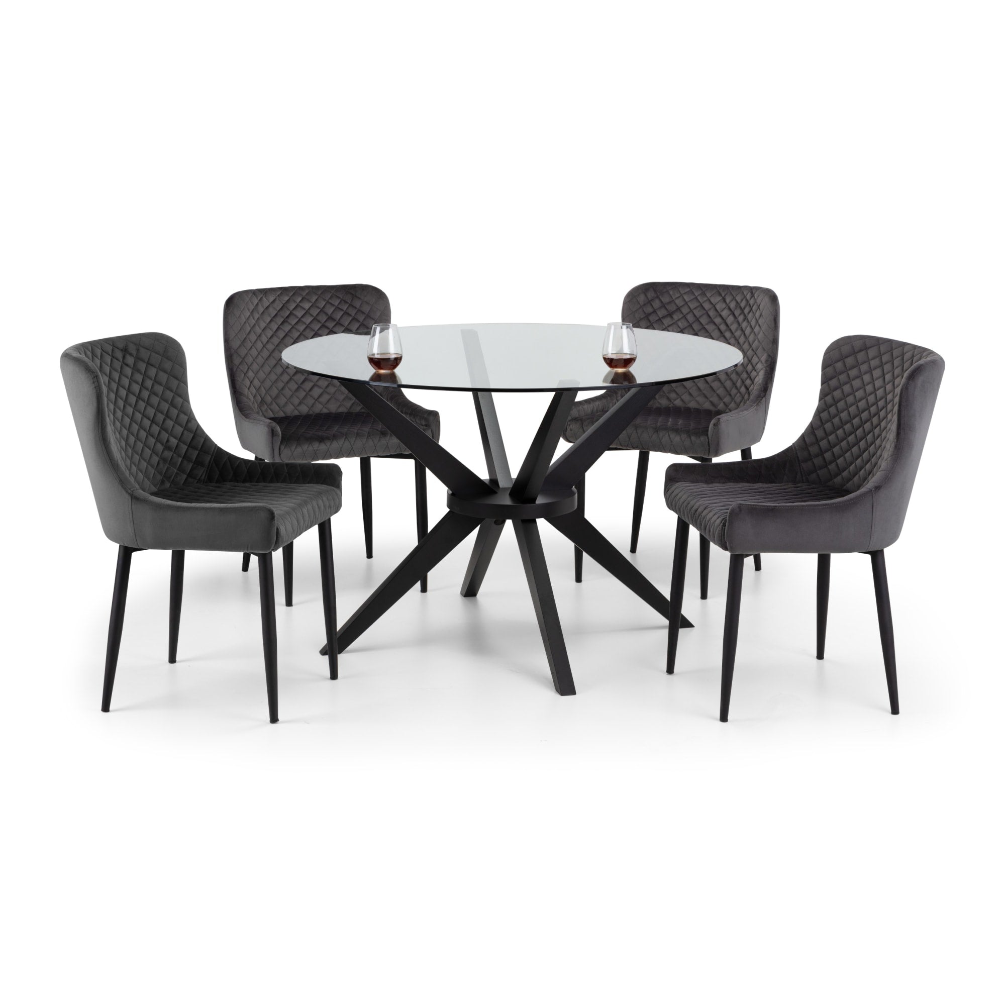 Set Of 2 Luxe Velvet Dining Chairs - Grey