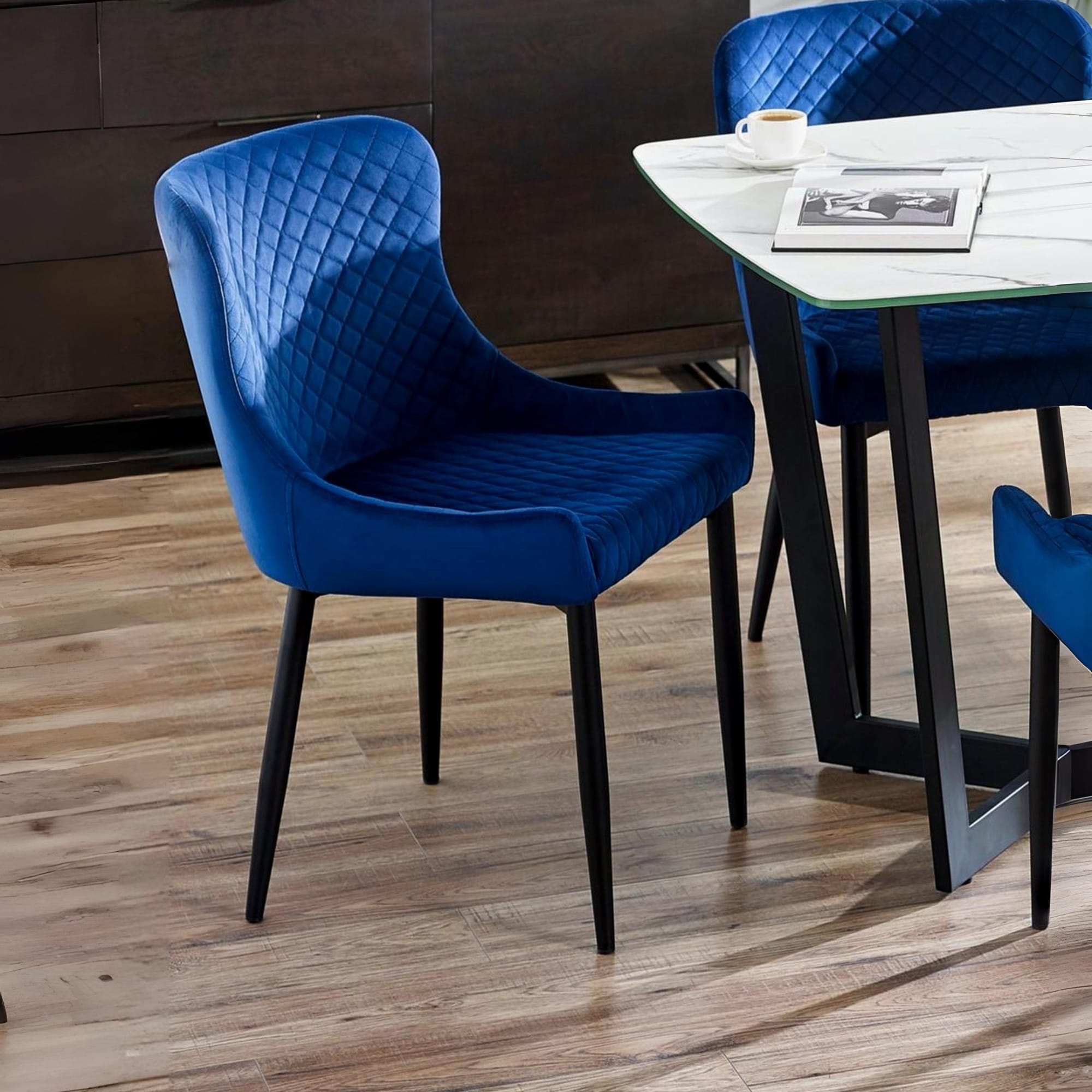 Set Of 2 Luxe Velvet Dining Chairs - Blue