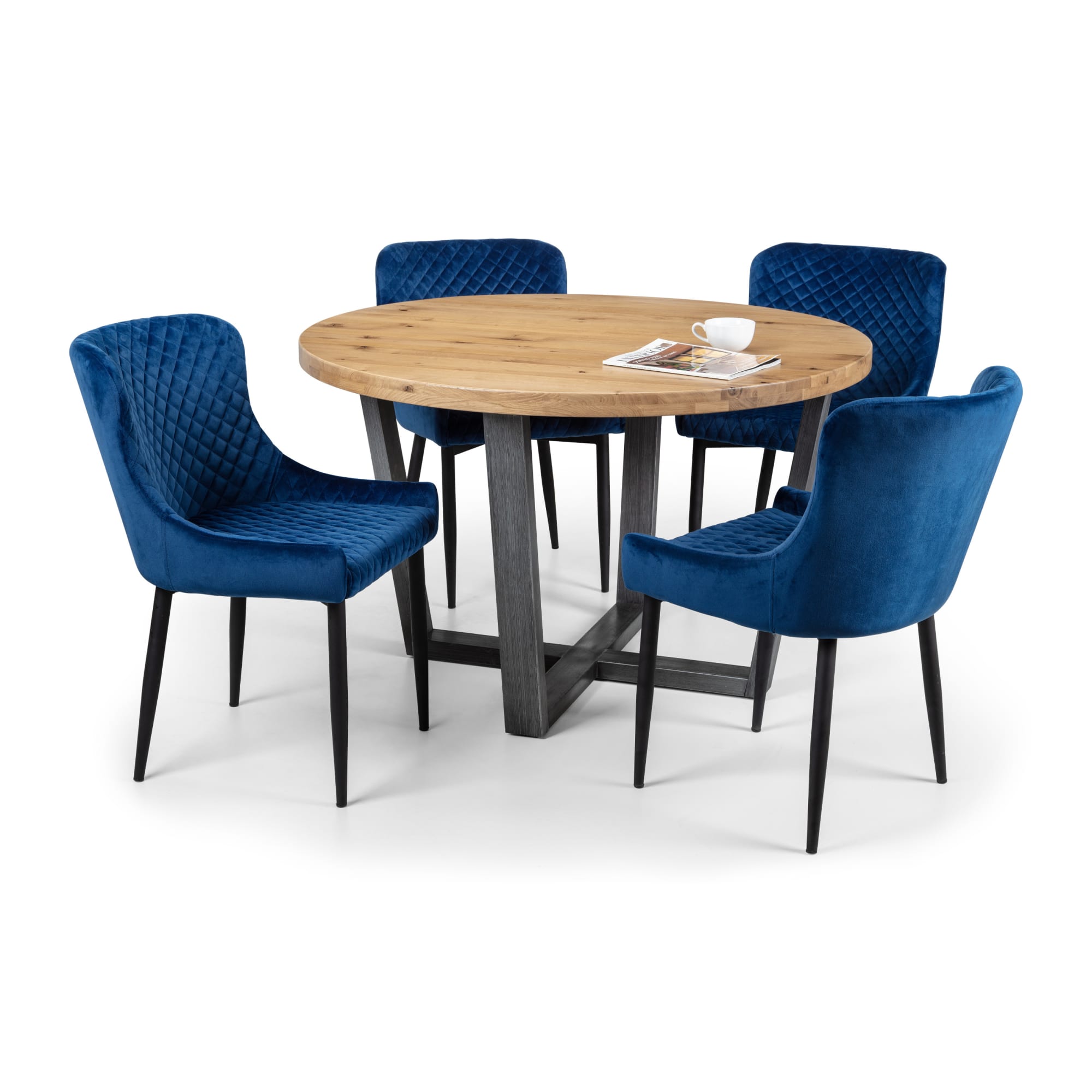 Set Of 2 Luxe Velvet Dining Chairs - Blue