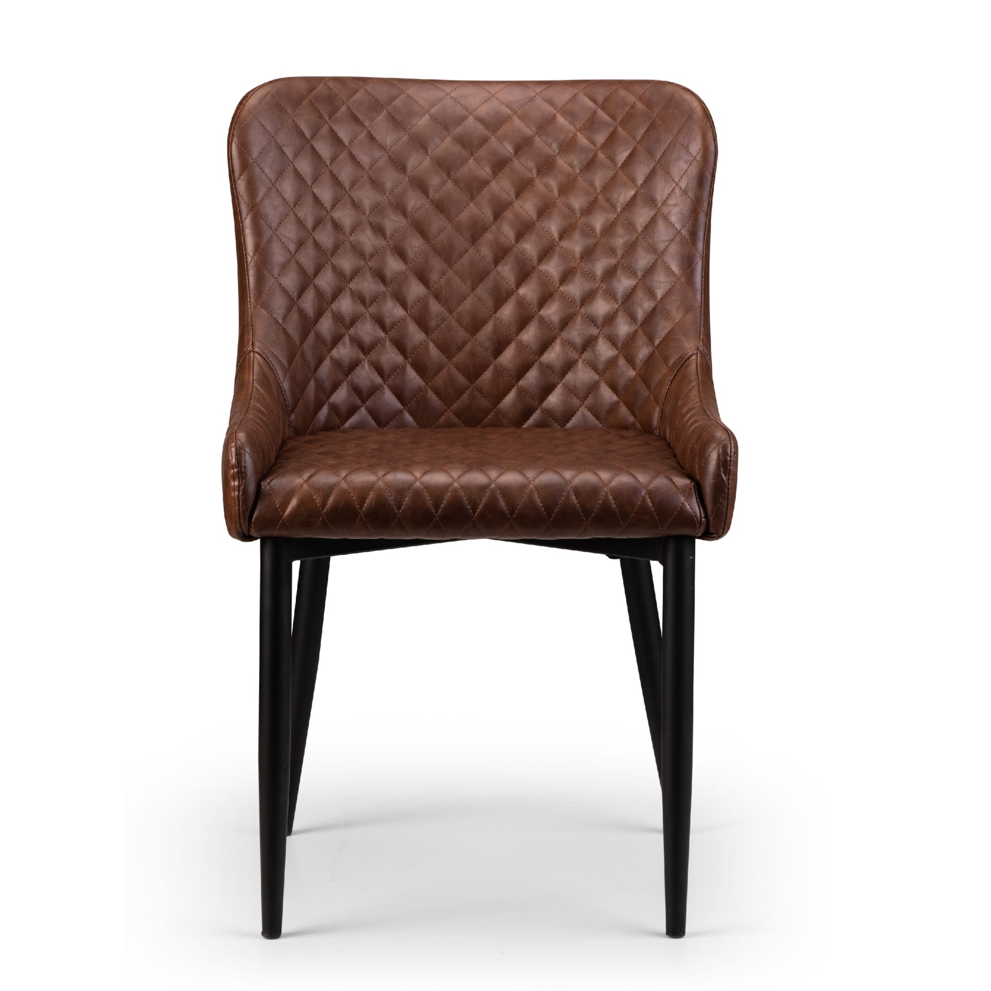 Set Of 2 Luxe Faux Leather Dining Chairs Brown