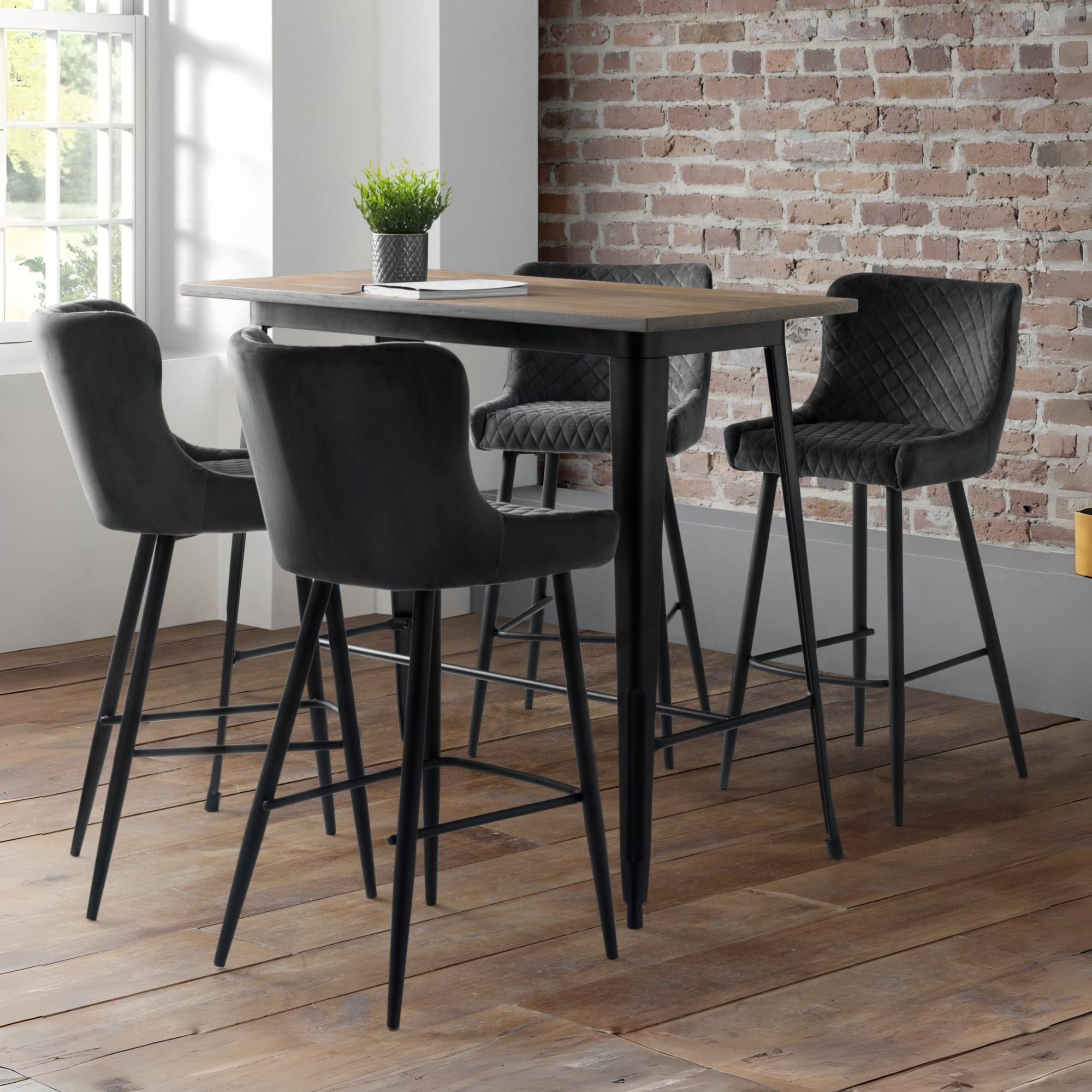 Luxe Velvet Bar Stool - Grey