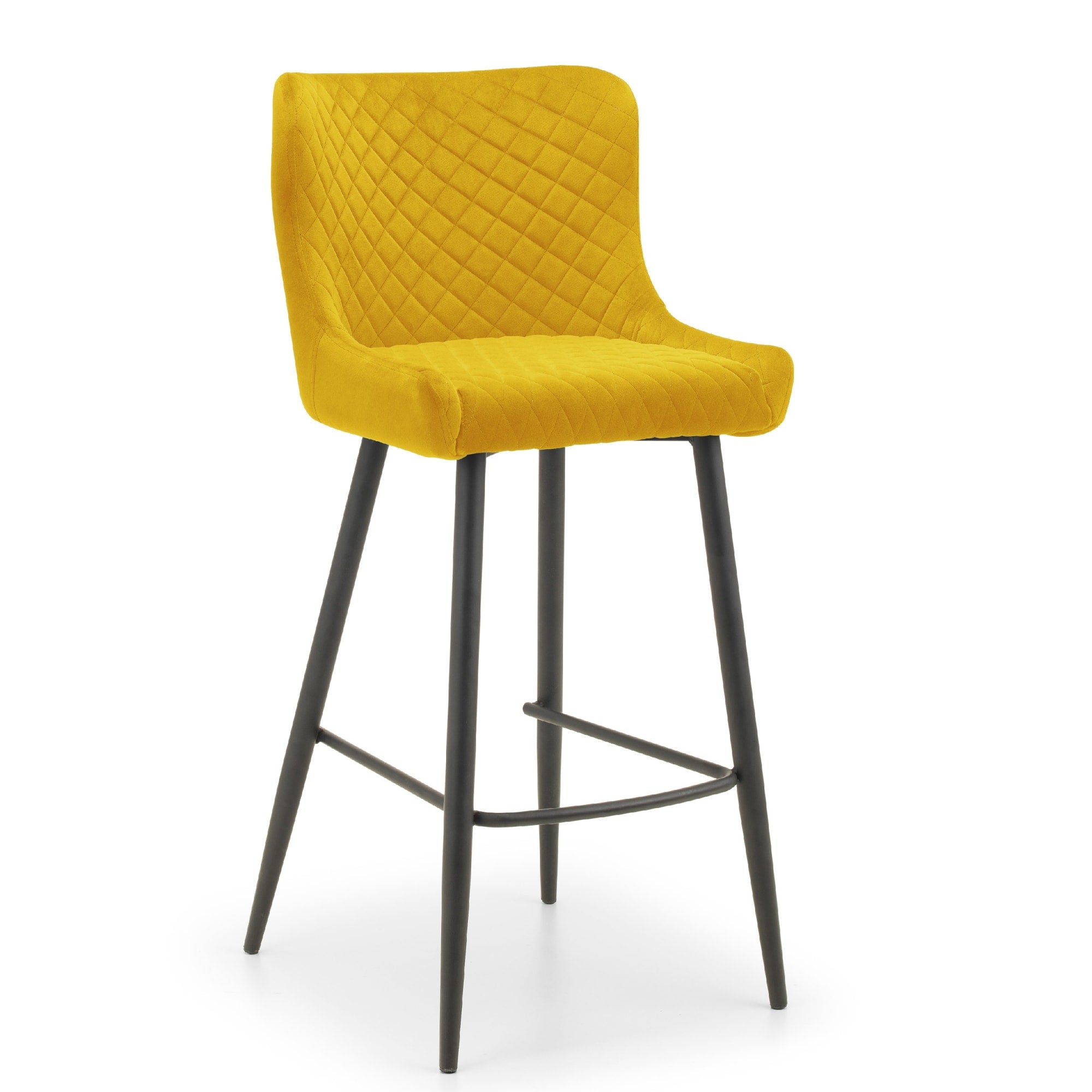 Luxe Velvet Bar Stool - Mustard
