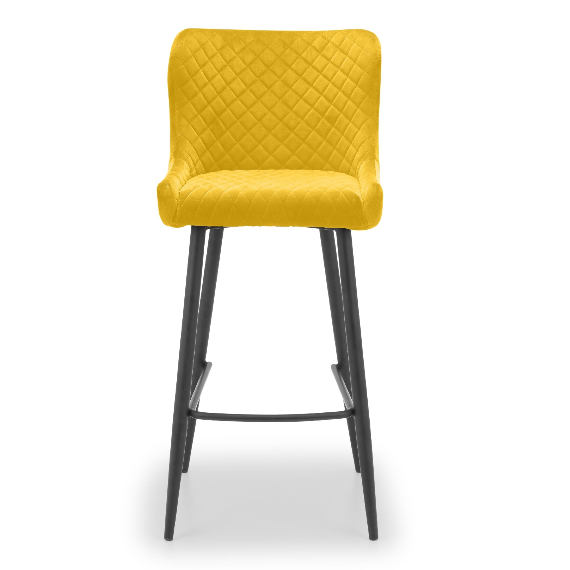 Luxe Velvet Bar Stool - Mustard