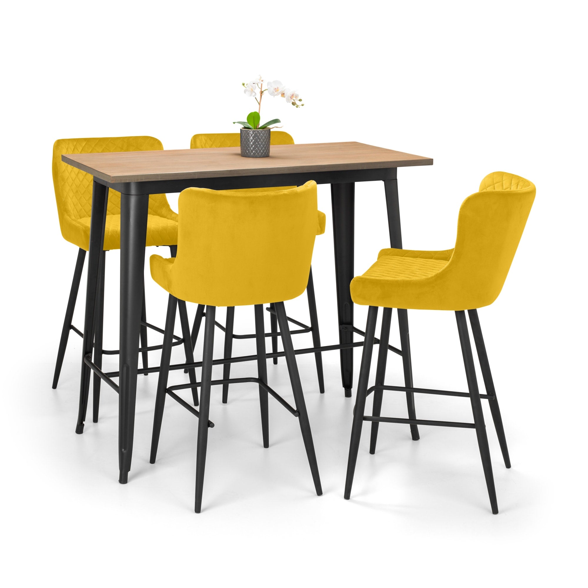 Luxe Velvet Bar Stool - Mustard