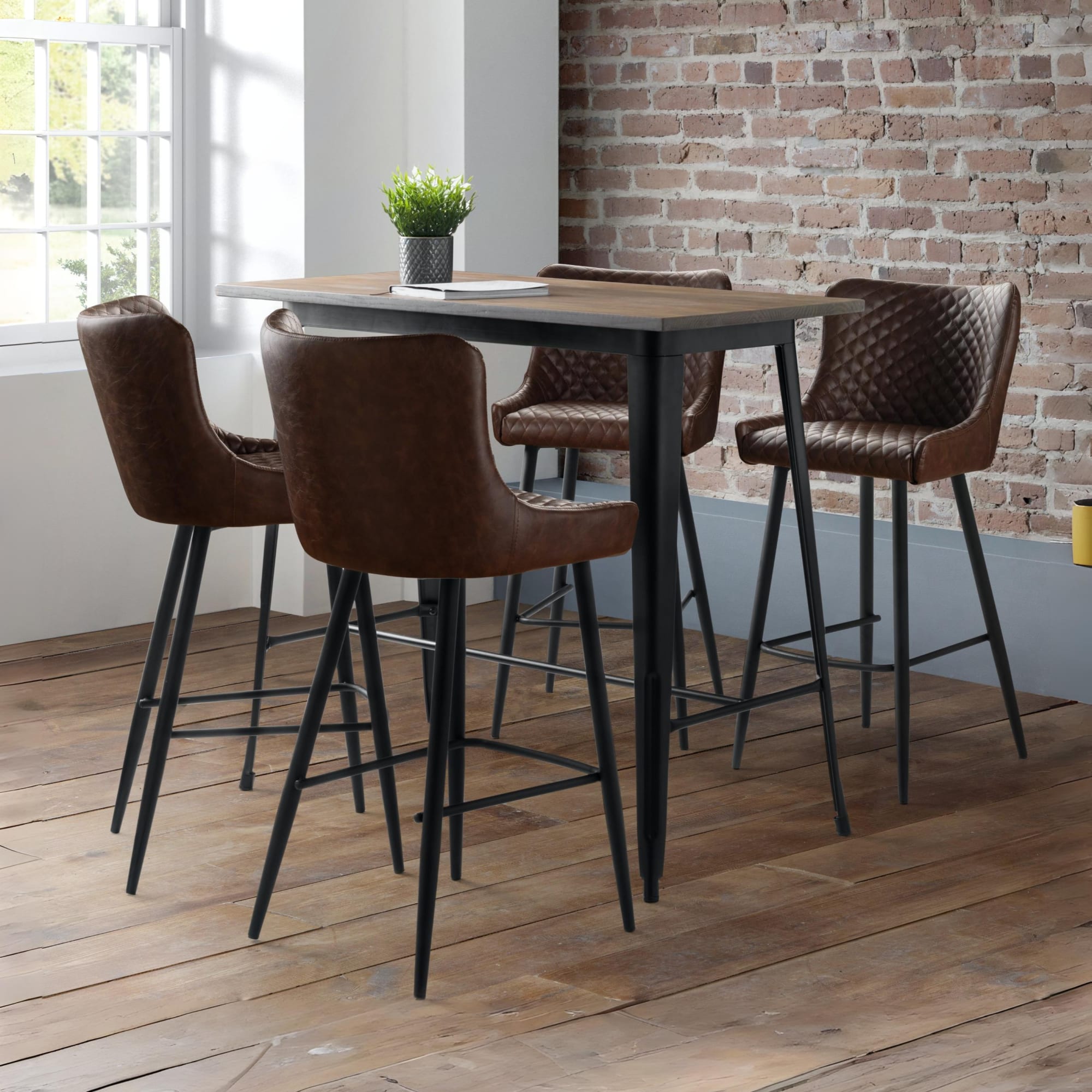 Luxe Faux Leather Barstool - Brown