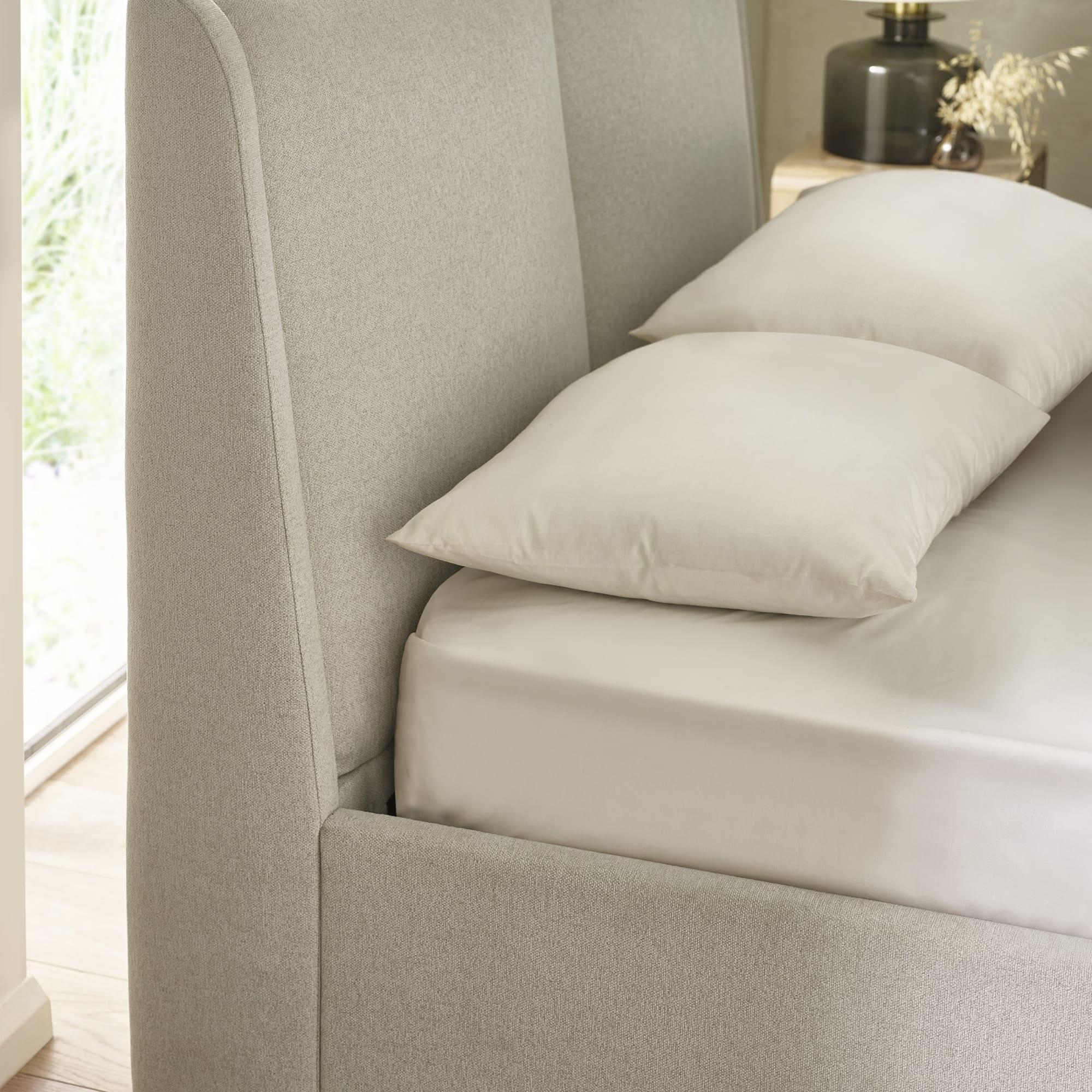 Maddock Beige Upholstered Ottoman Storage 135cm Double Bed