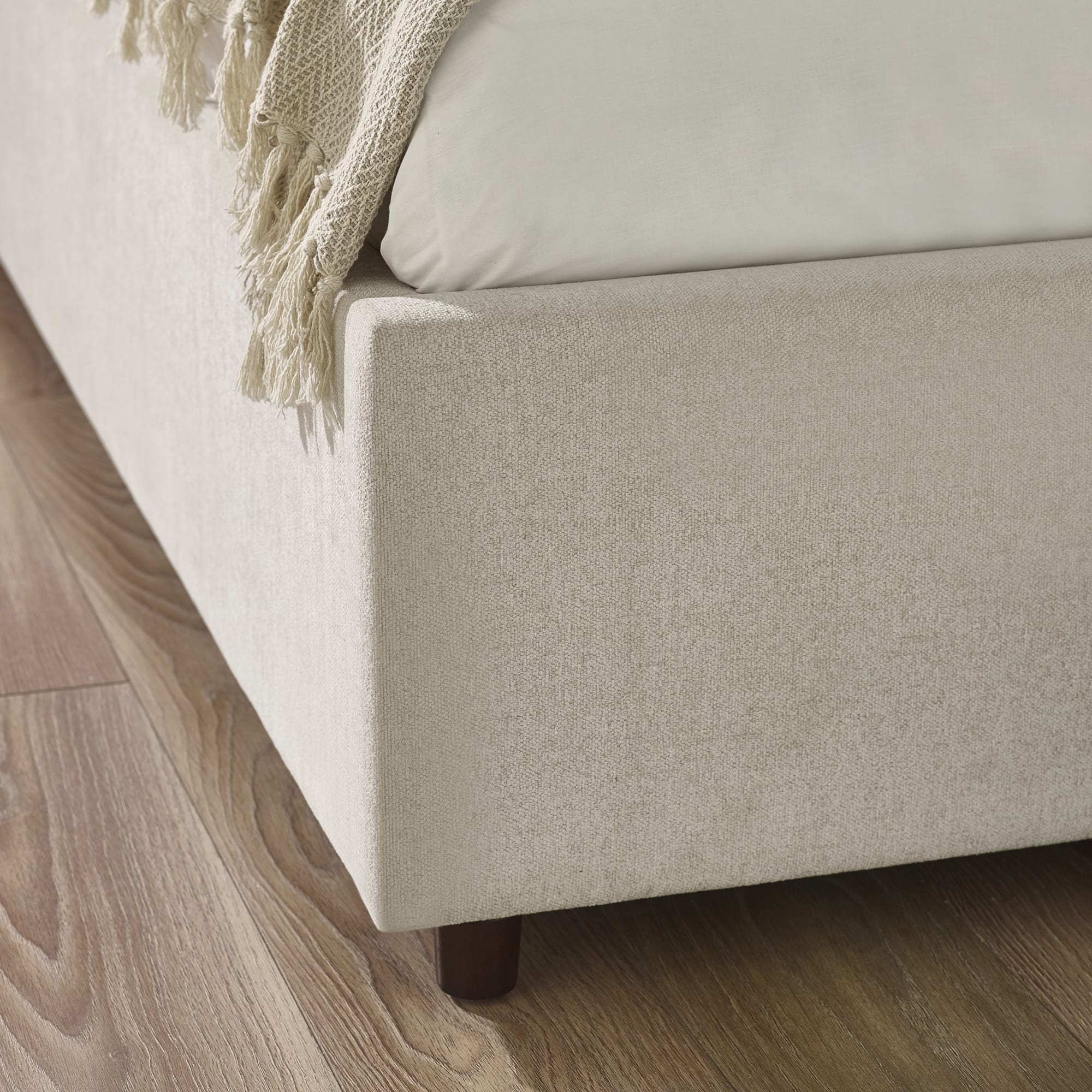 Maddock Beige Upholstered Ottoman Storage 135cm Double Bed