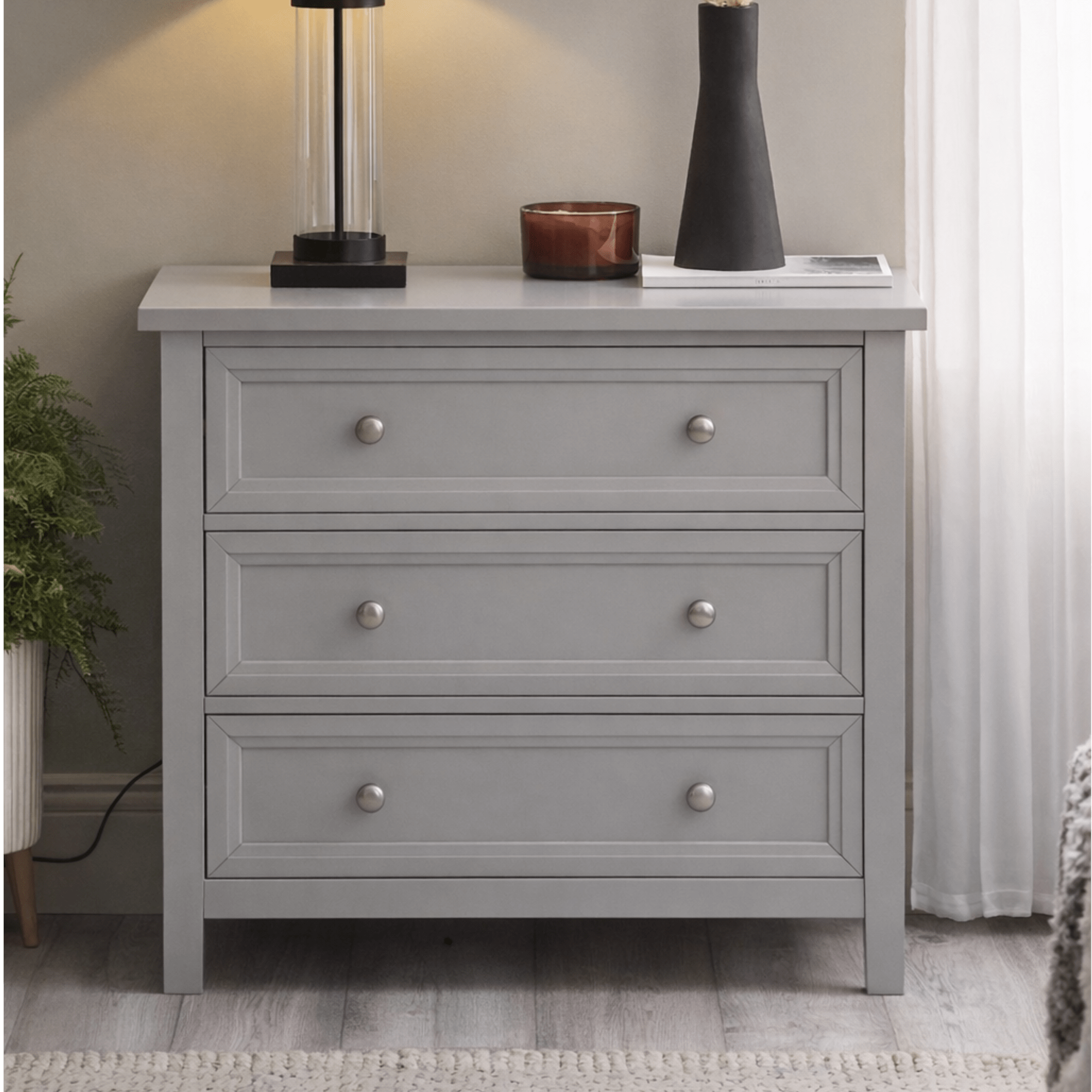 Maine 3 Drawer Wide Chest - Dove Grey