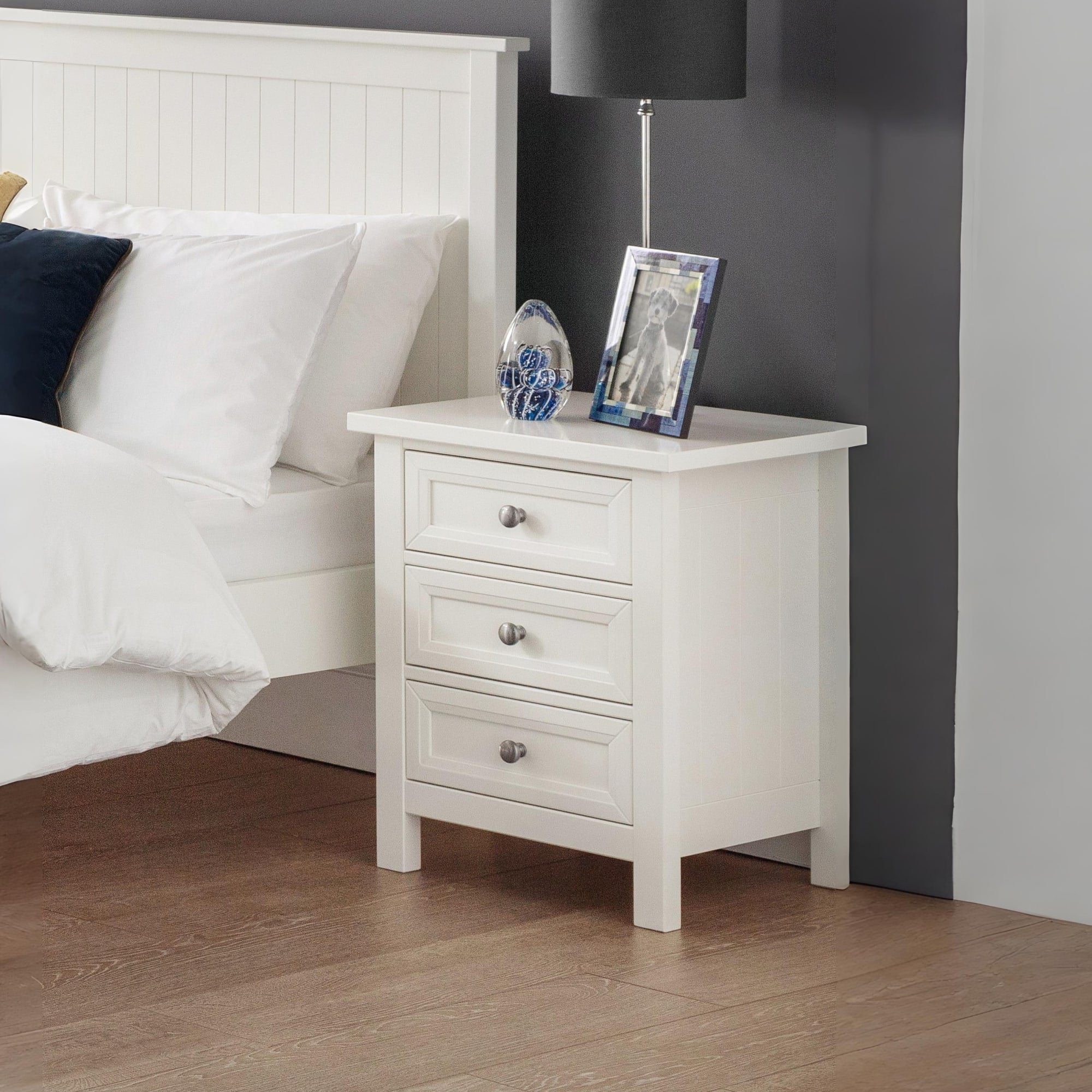 Maine 3 Drawer Bedside - Surf White