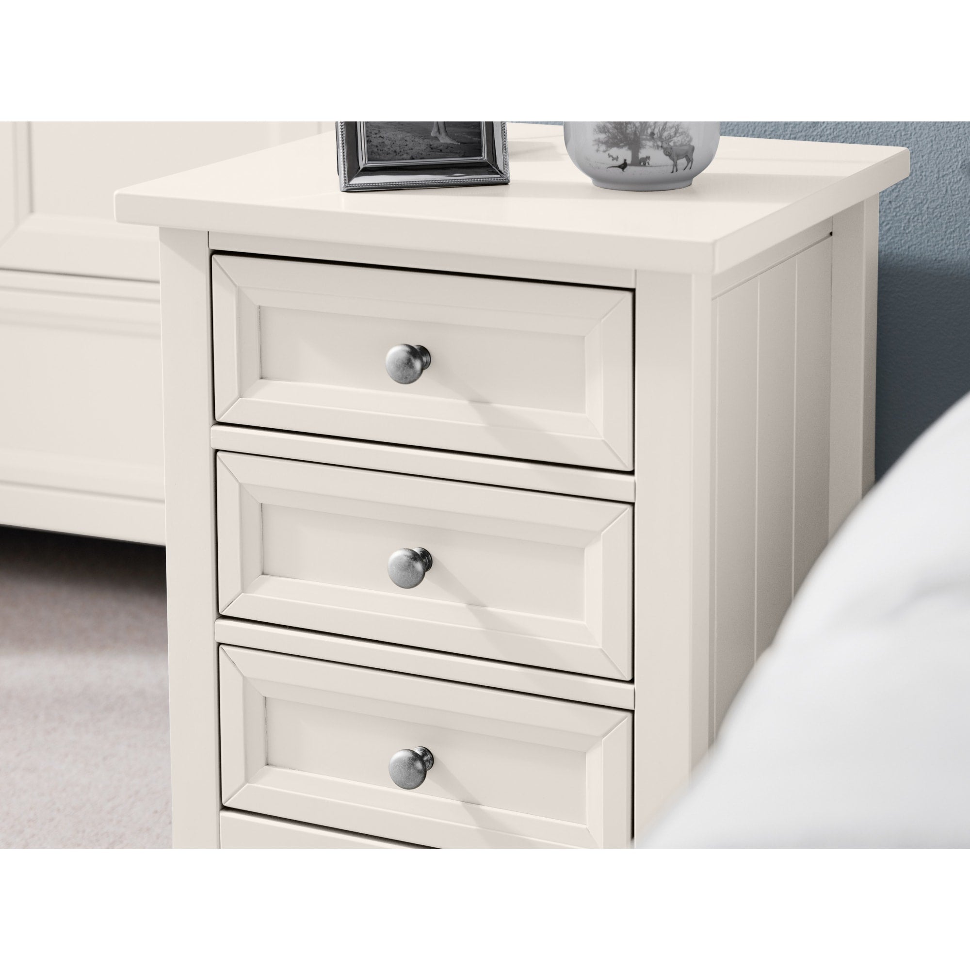 Maine 3 Drawer Bedside - Surf White