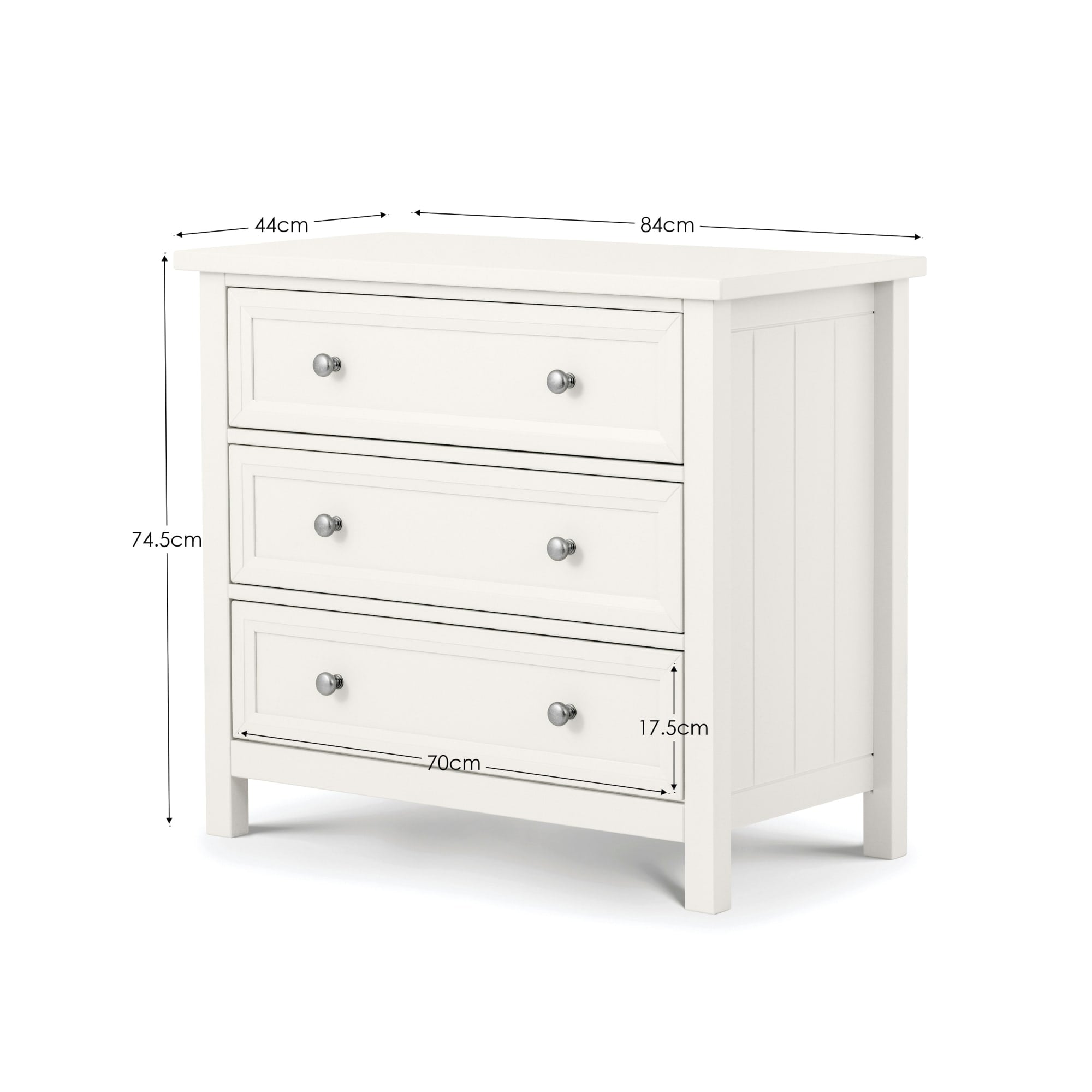Maine 3 Drawer Wide Chest - Surf White