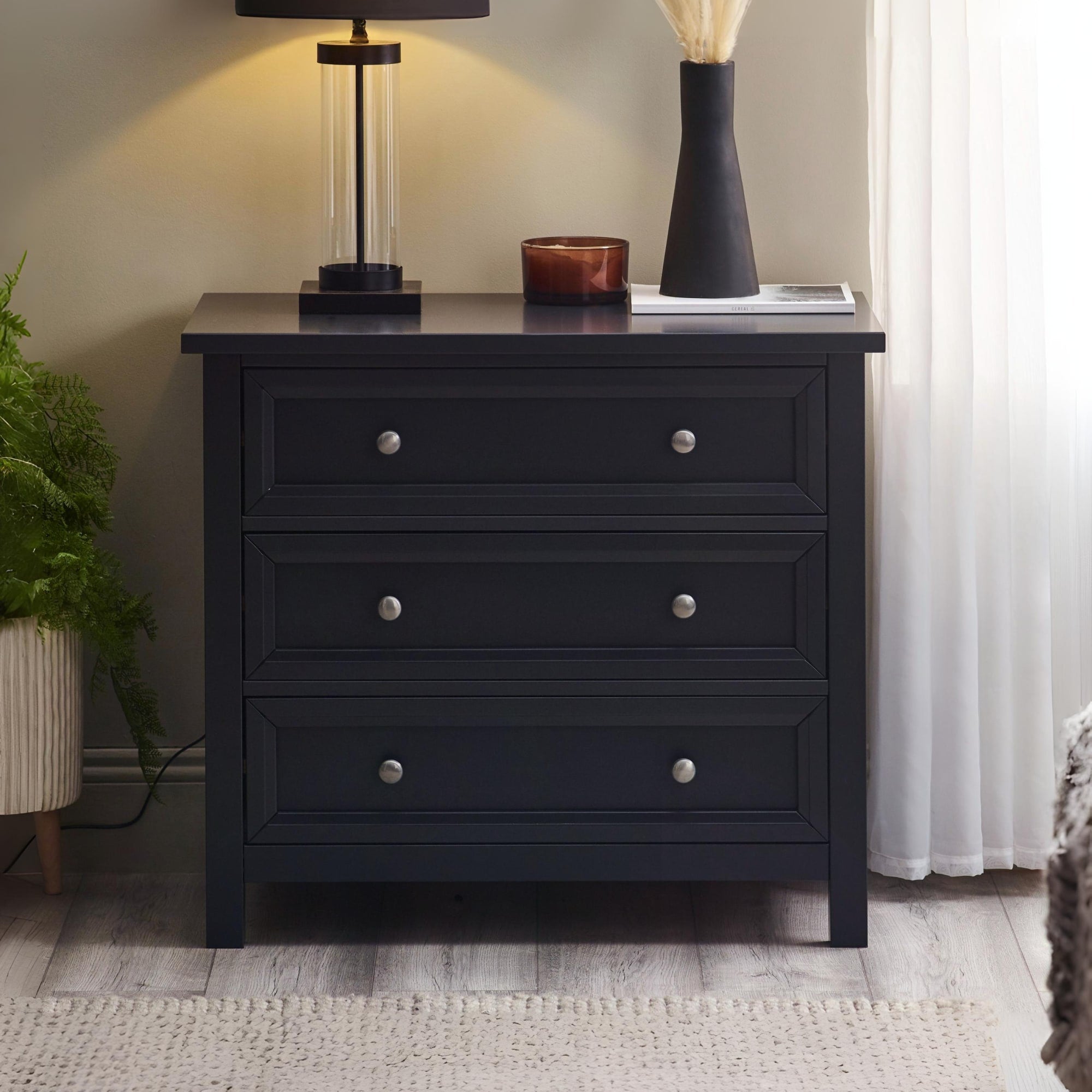 Maine 3 Drawer Wide Chest - Anthracite
