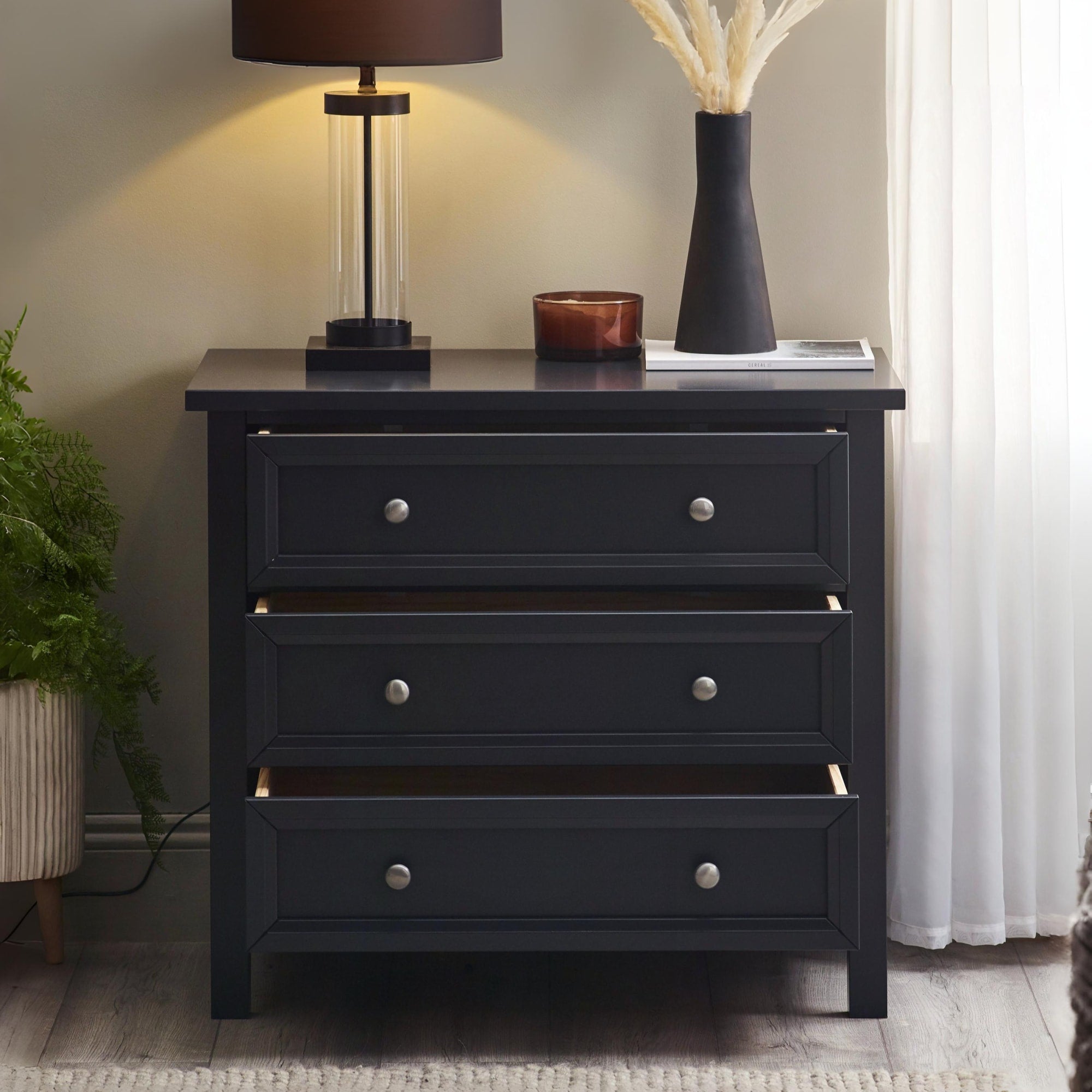 Maine 3 Drawer Wide Chest - Anthracite