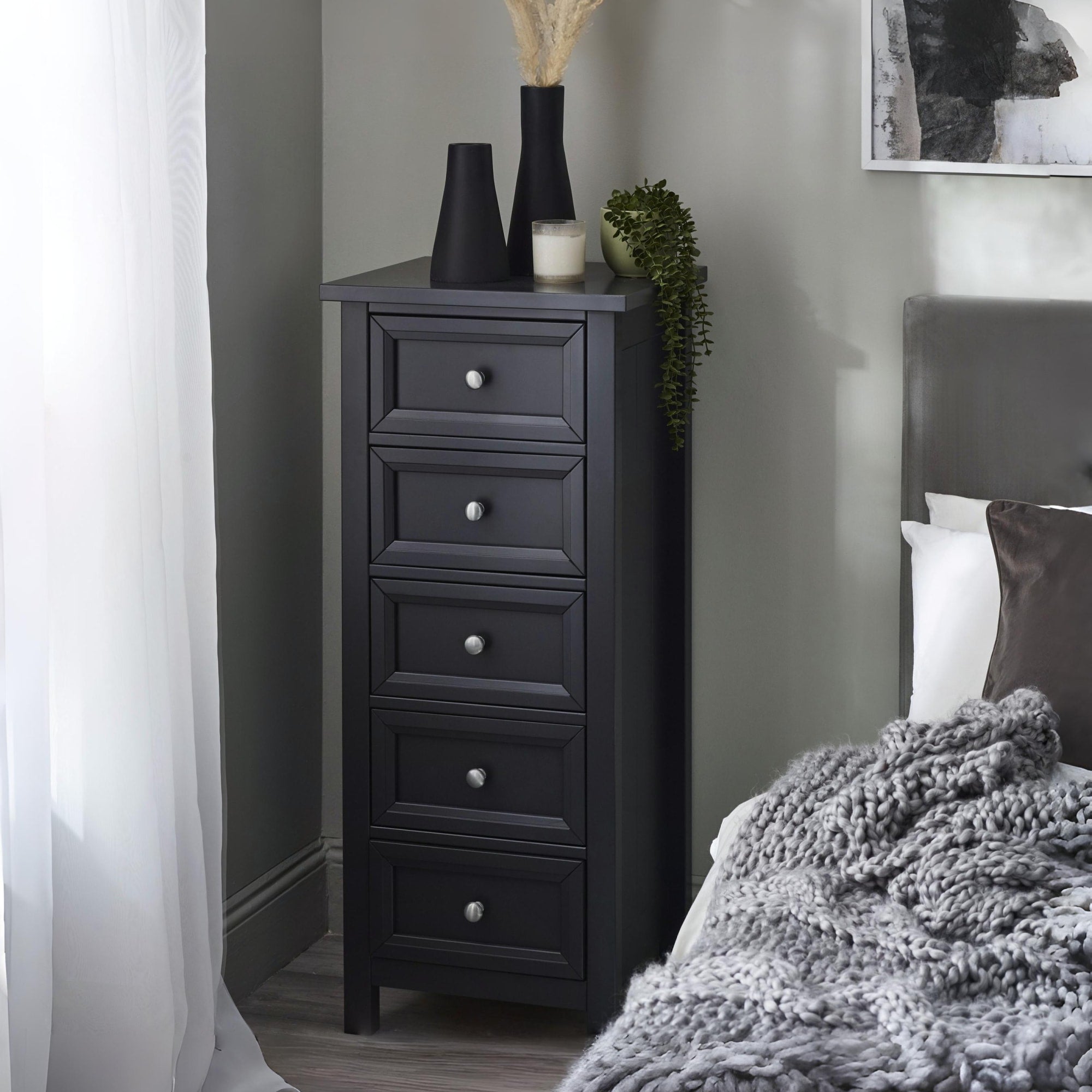 Maine 5 Drawer Tall Chest - Anthracite