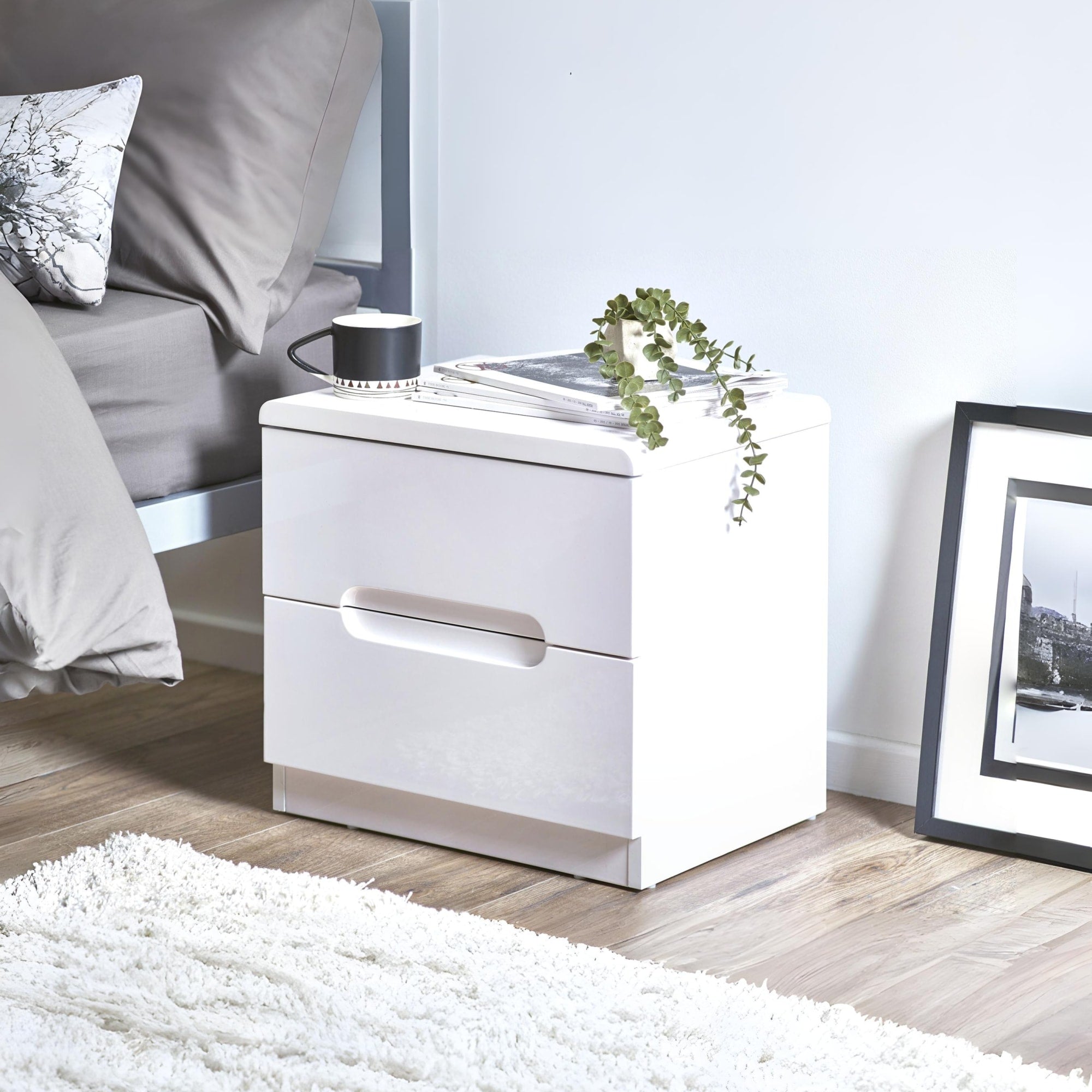 Manhattan 2 Drawer Bedside - White