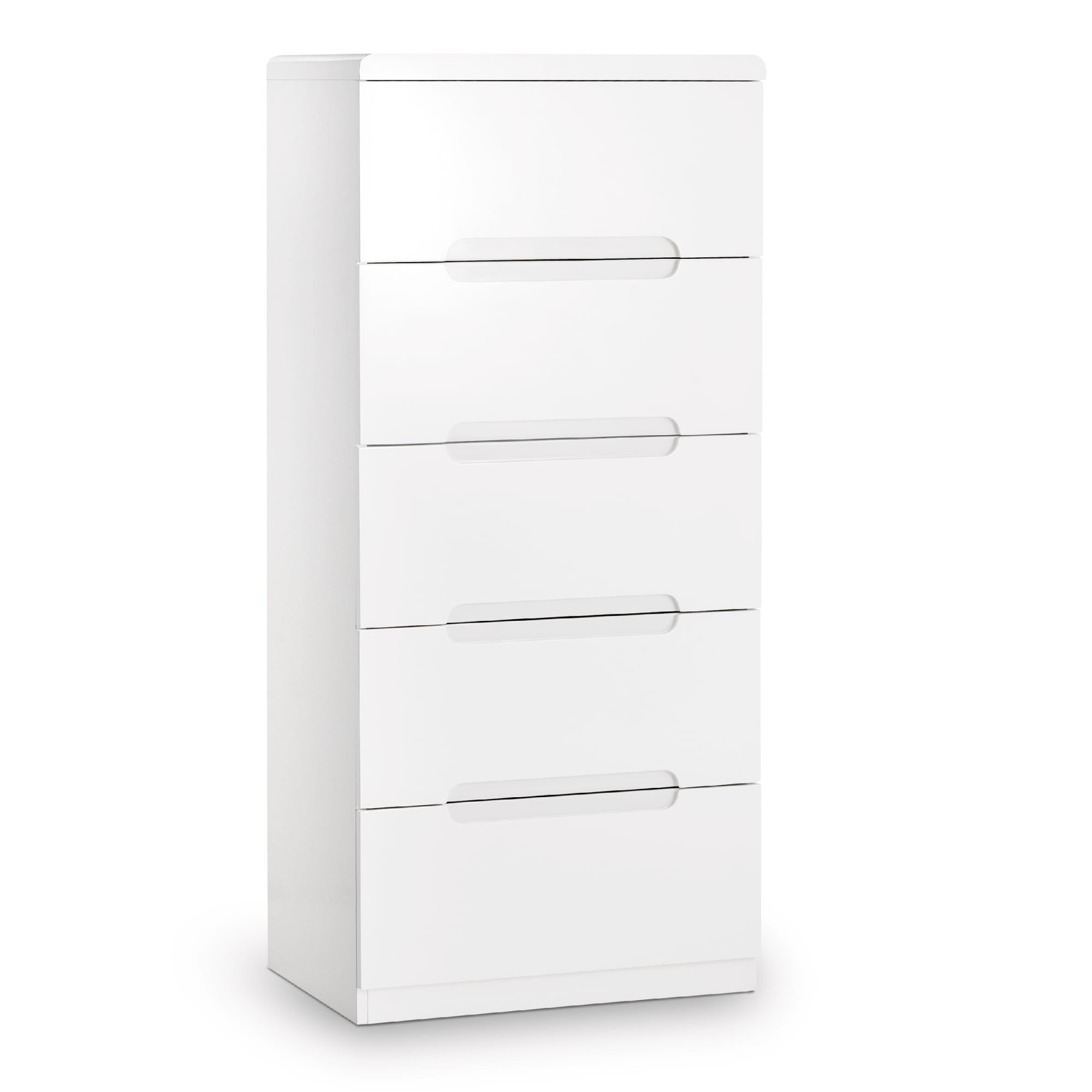 Manhattan 5 Drawer Narrow Chest - White