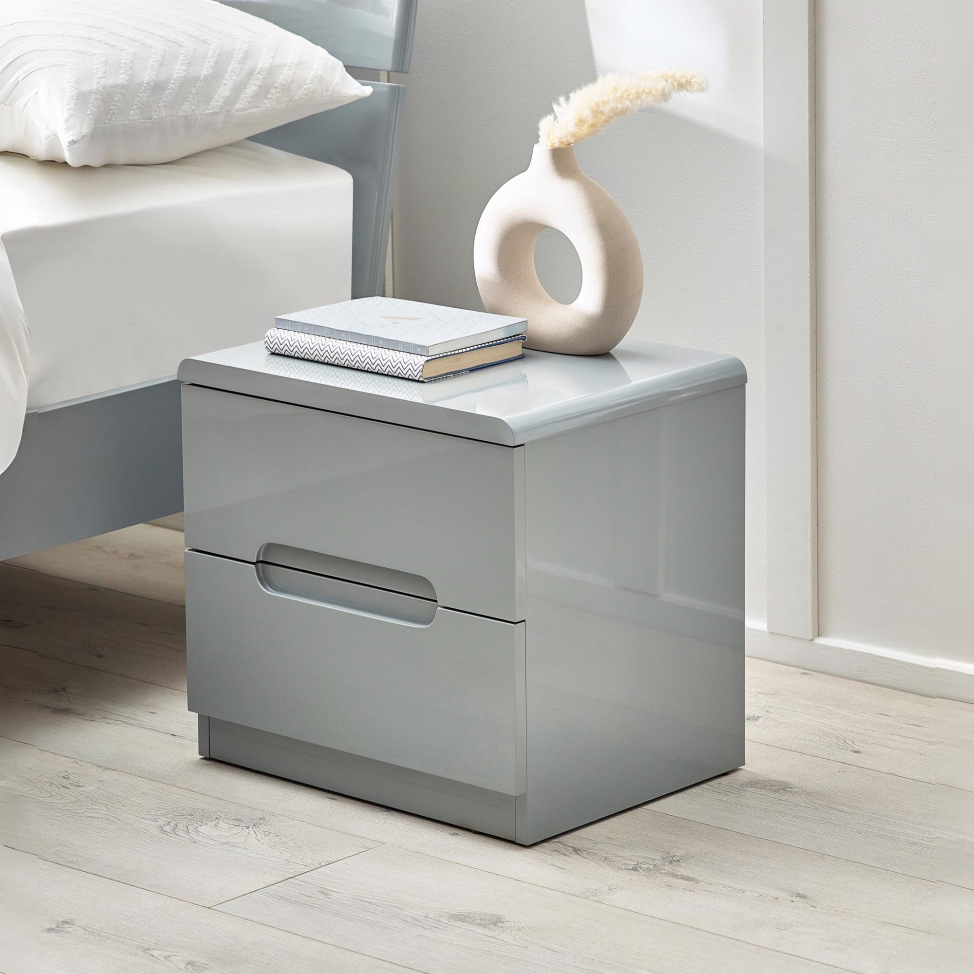 Manhattan 2 Drawer Bedside - Grey