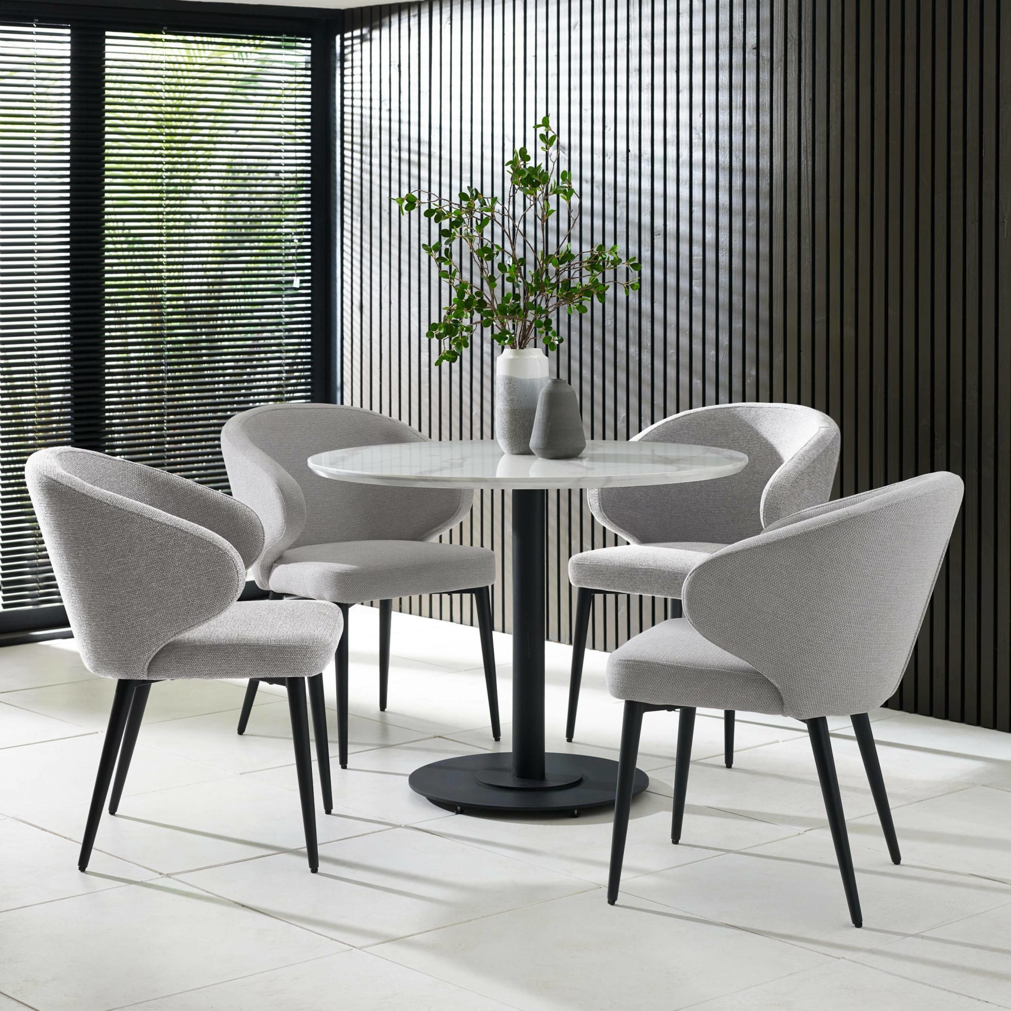 Set of 2 Marcus Light Grey Fabric Dining Chairs