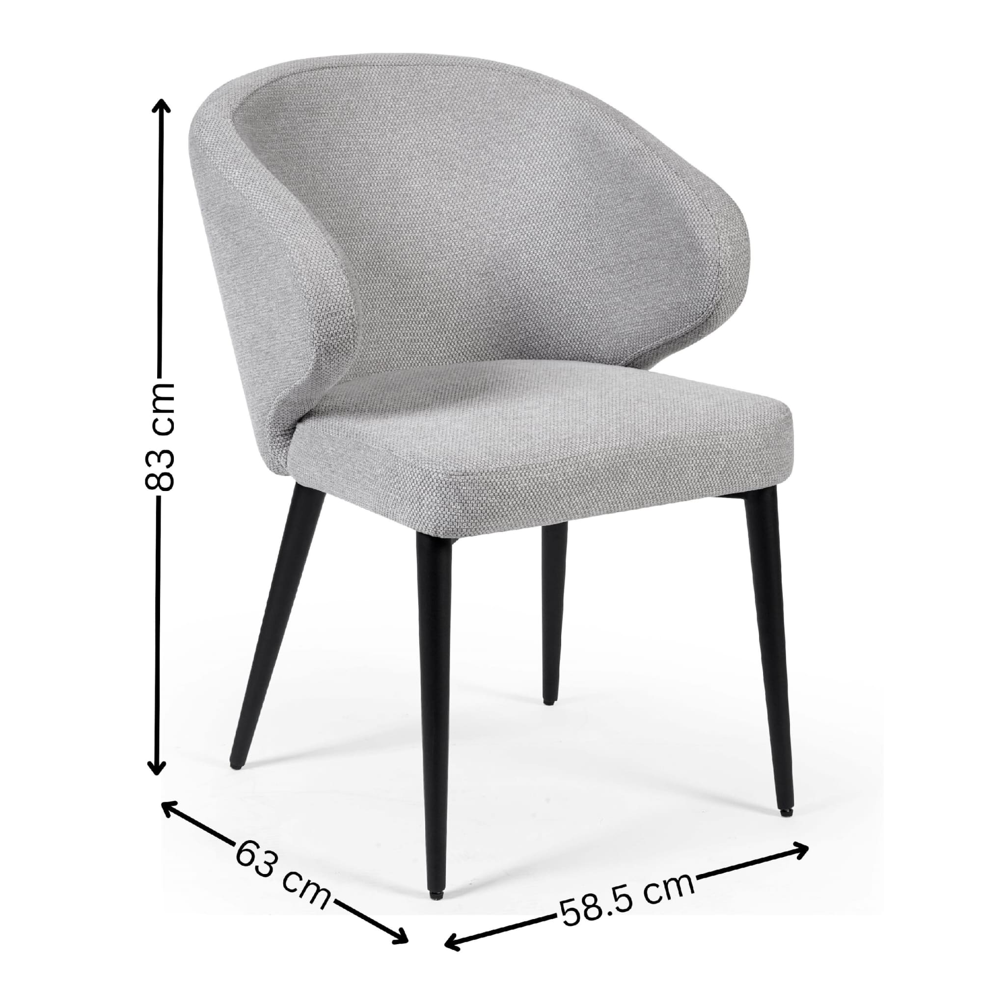 Set of 2 Marcus Light Grey Fabric Dining Chairs