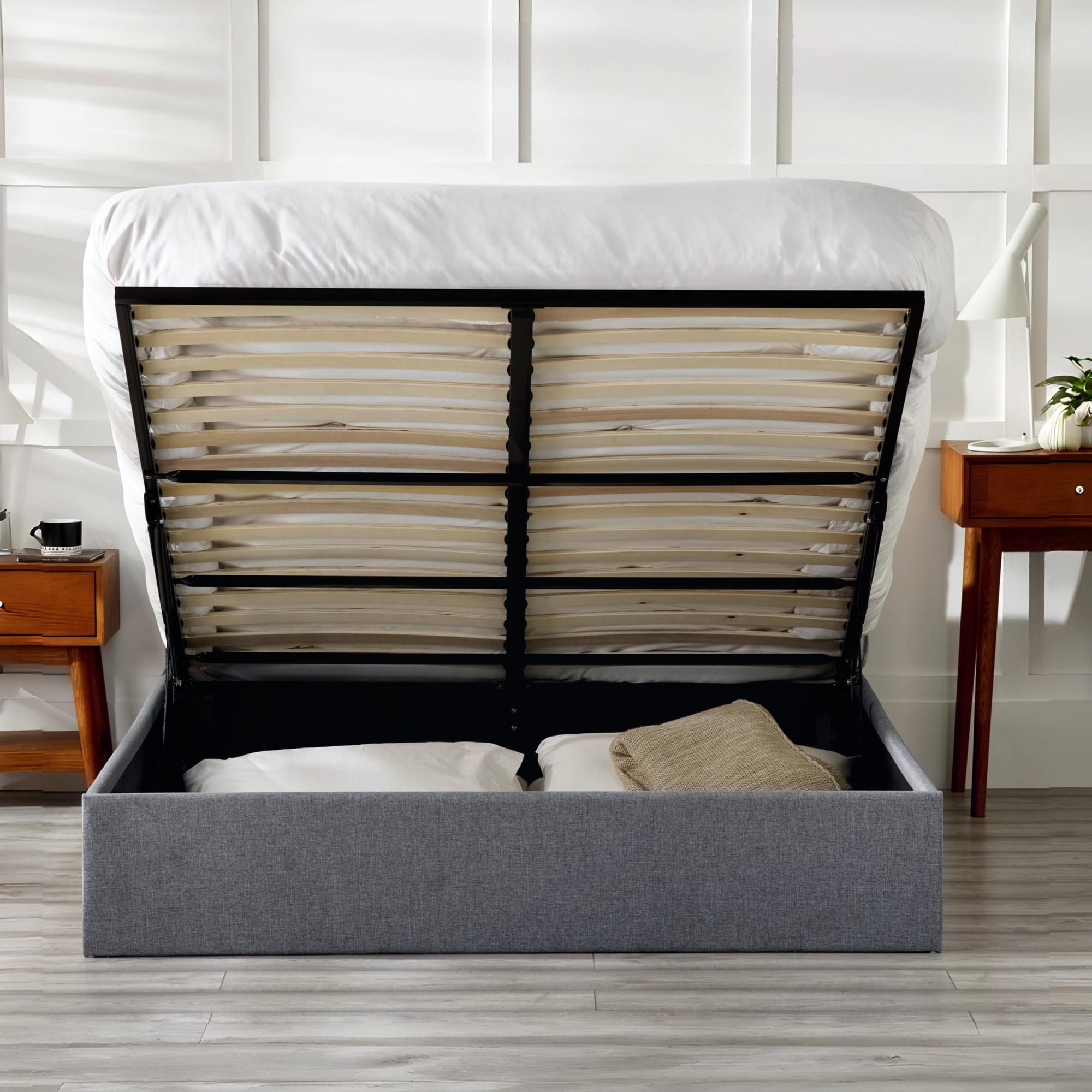 Merida Ottoman Storage 150cm King Bed - Grey