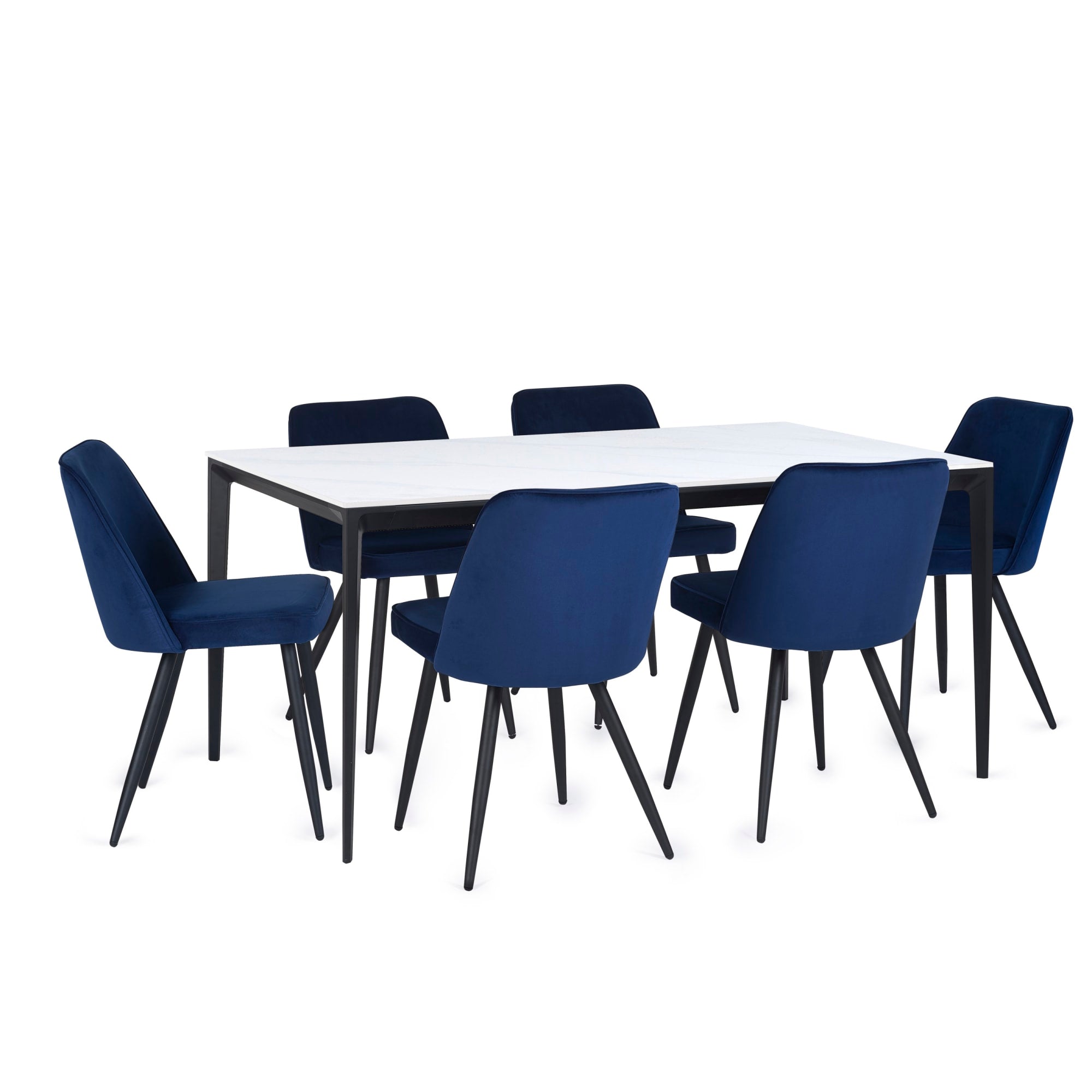 Miami Rectangular Stone Top Dining Table - White Marble