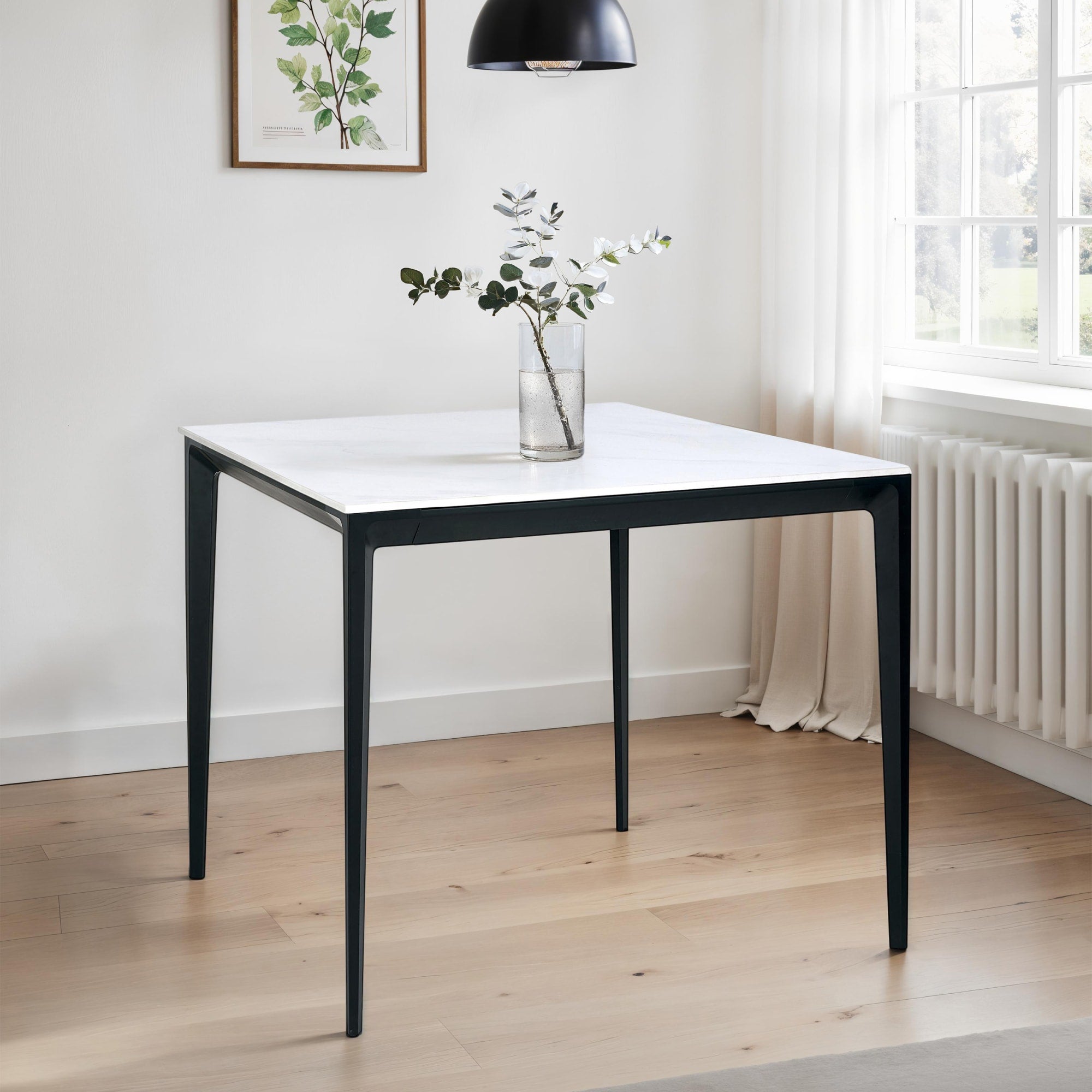 Miami Square Stone Top Dining Table - White Marble