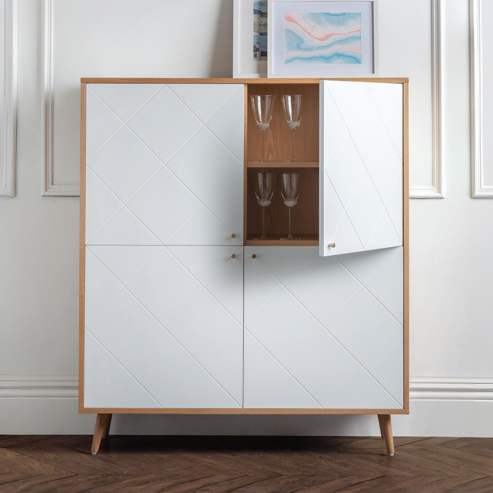 Moritz 4 Door Cabinet - Oak & White