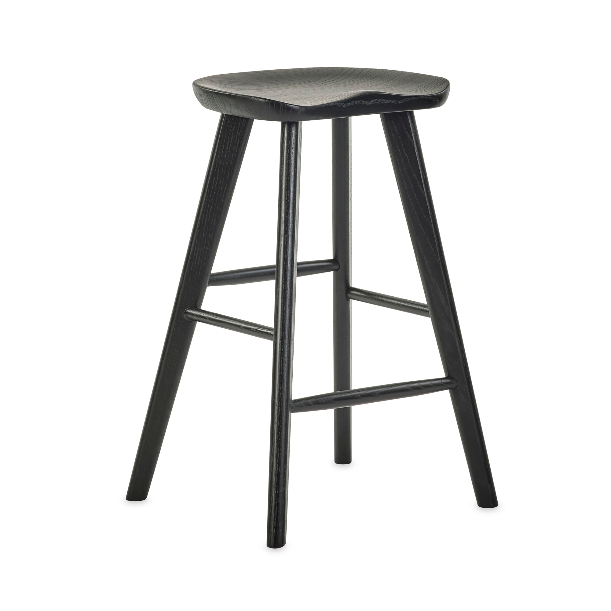 Mulu Black Solid Oak Bar Stool