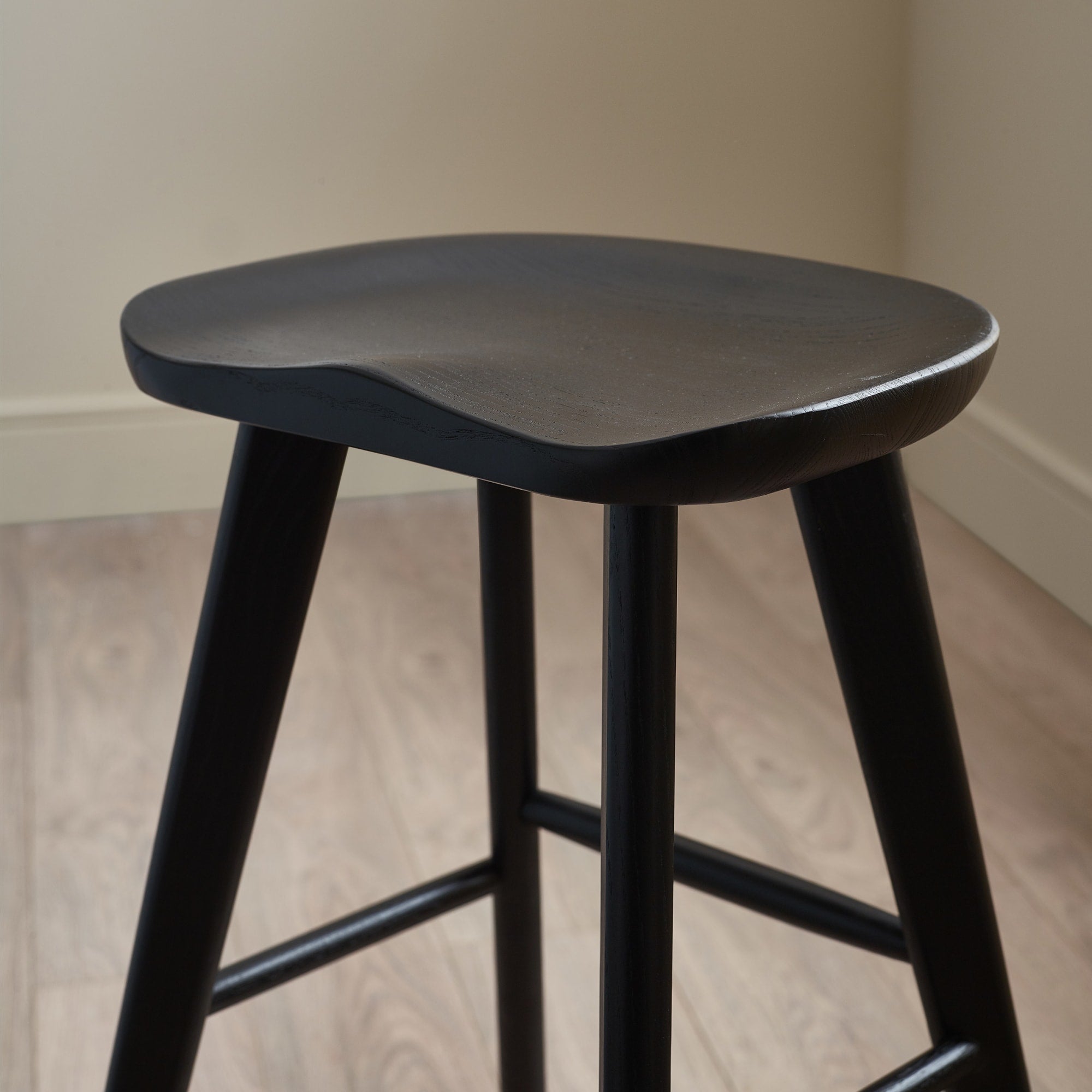 Mulu Black Solid Oak Bar Stool